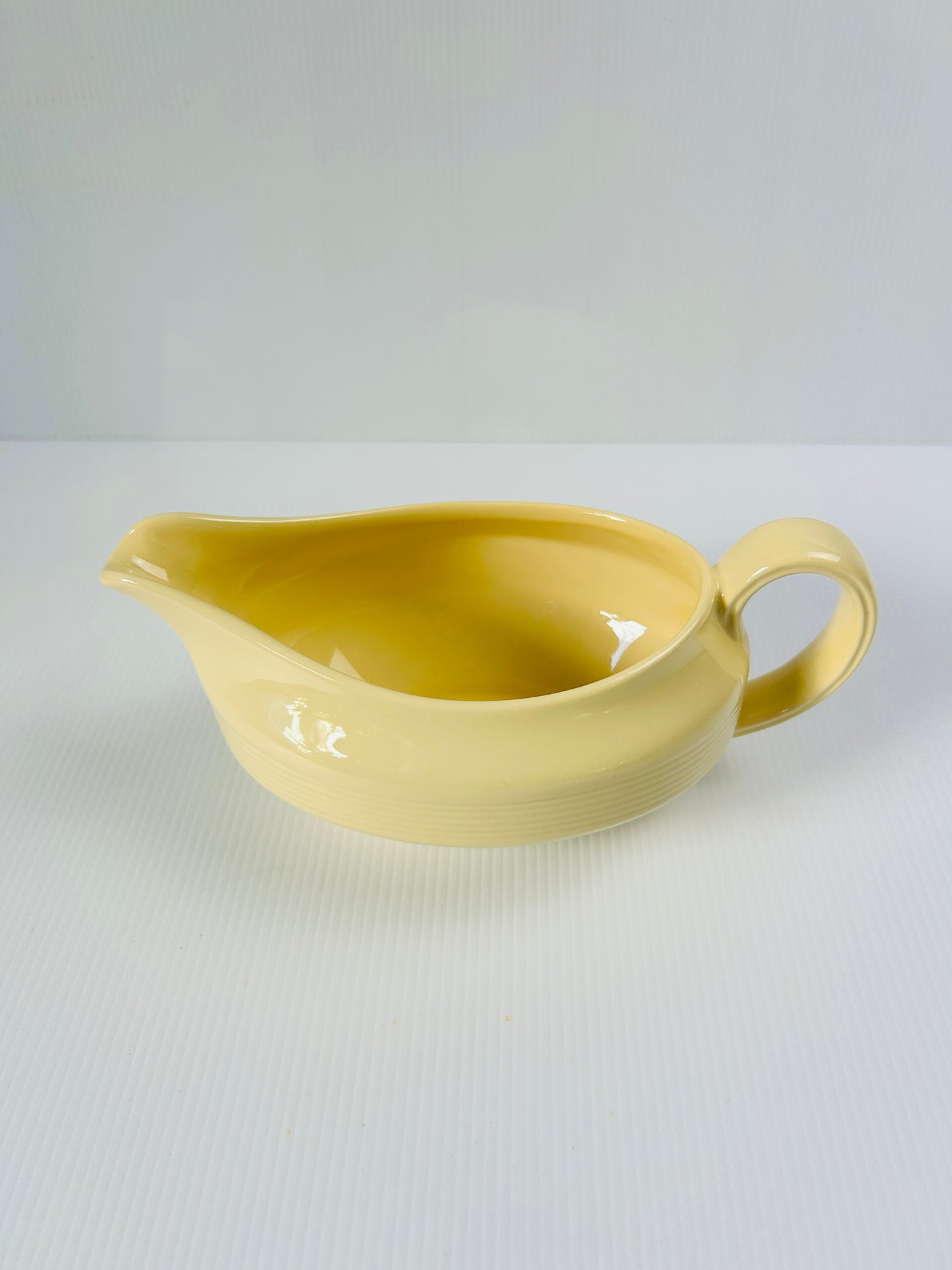 Vintage Wood's Ware Jasmine Gravy Boat, Yellow English Pottery Sauce Jug, Mid Century Tableware