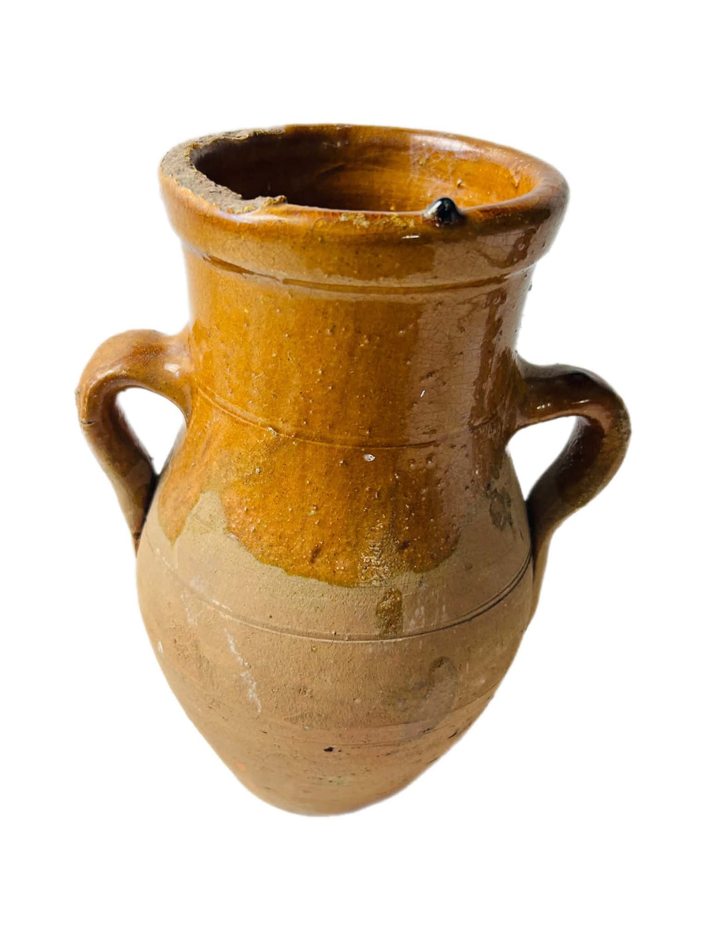 Vintage Rustic Amber Glazed Earthenware Jug Pair Large Decorative Vessels | SABBY CHIC