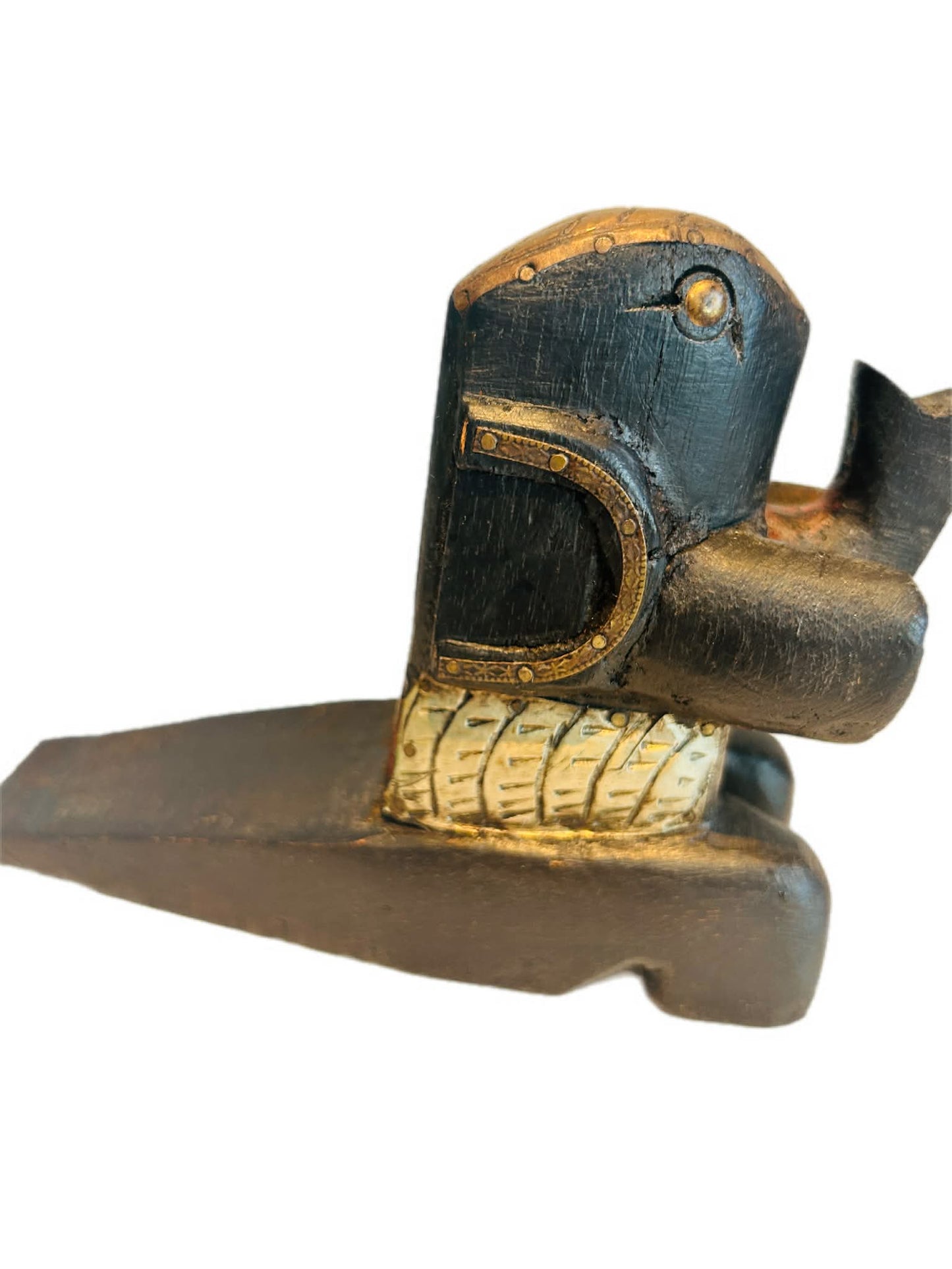 Carved Wooden Elephant Door Stop, Hand-Painted Wedge Style Decor