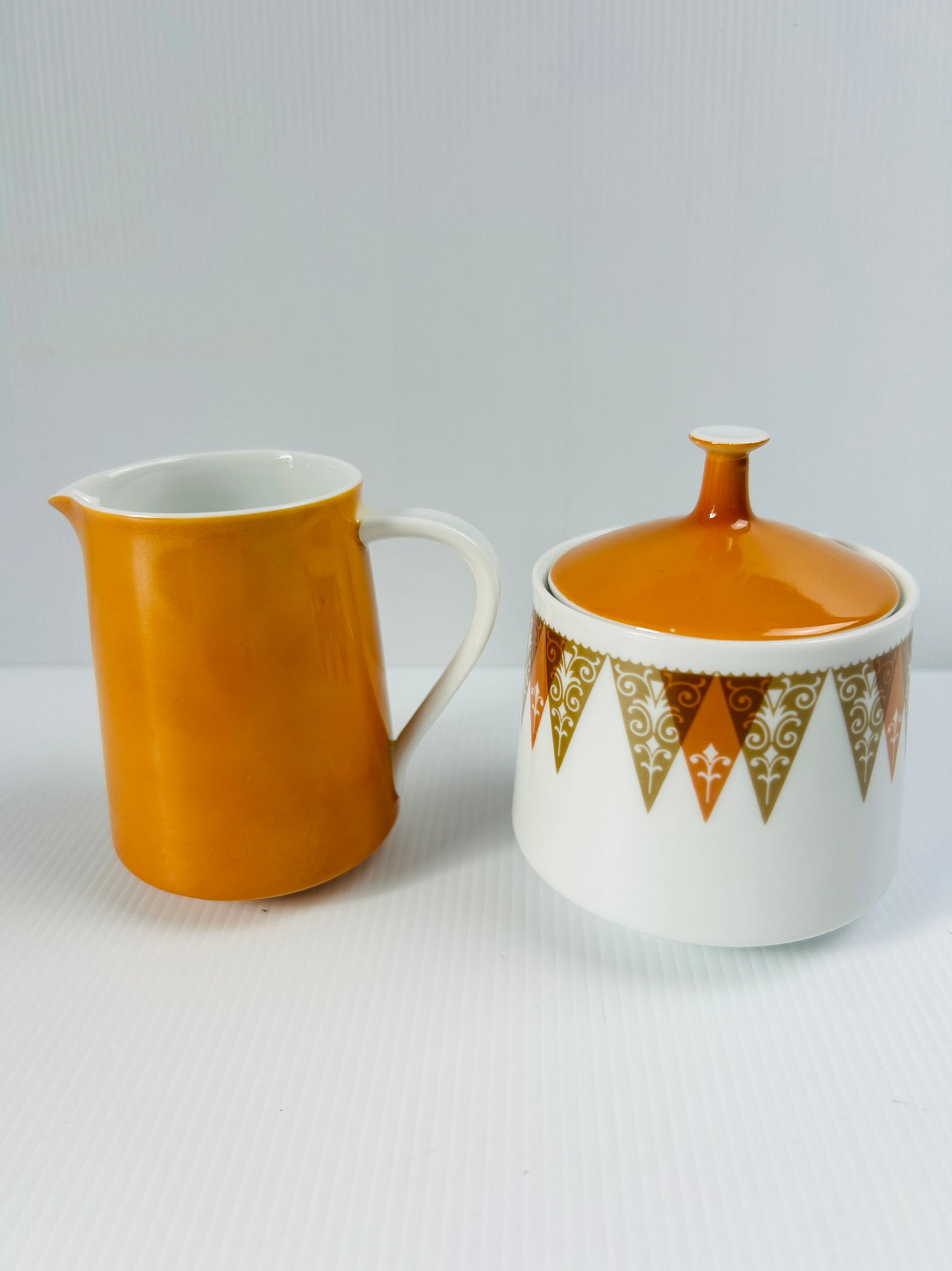 Vintage RC Japan Orange Creamer Jug & Lidded Sugar Bowl Set, Retro Kitchenware, Mid Century Serving Set