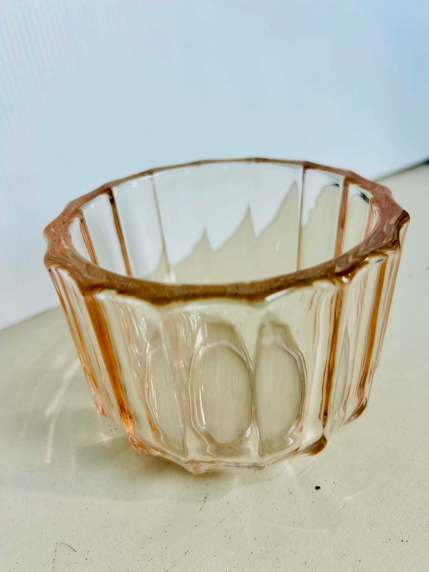 Pink Pressed Glass Bowl – Scalloped Depression Style