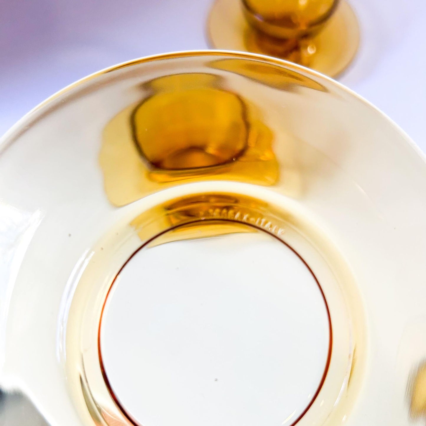 Retro Amber Glass Espresso Cup & Saucer Set - Bormioli Italy (8 Piece)