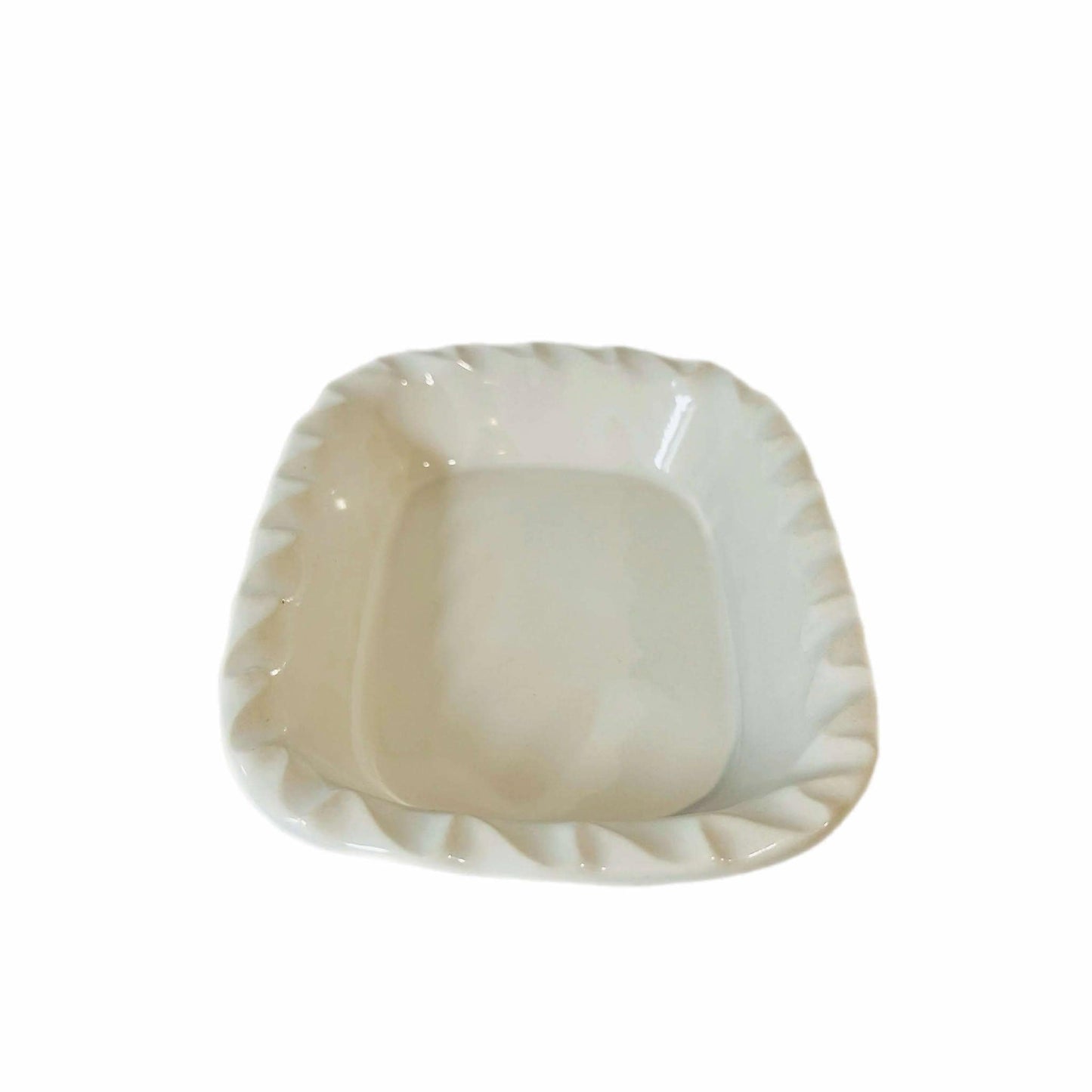 Vintage White Pie Dish: Fluted Ribbed Rectangle, Made in Japan