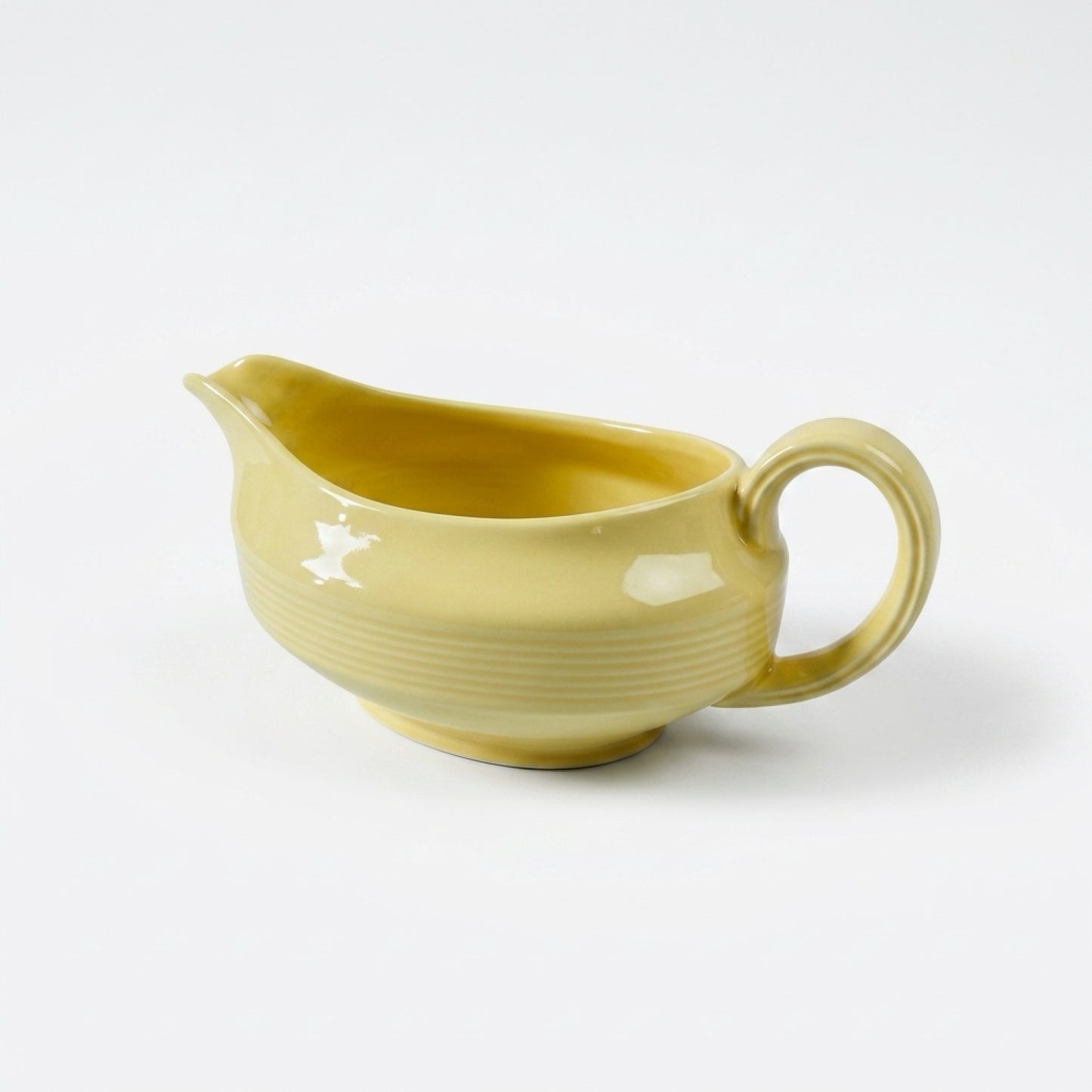 Vintage Wood's Ware Jasmine Gravy Boat, Yellow English Pottery Sauce Jug, Mid Century Tableware