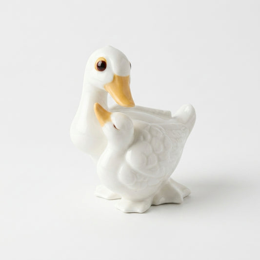 Vintage Royal Osborne Bone China Duck & Duckling Figurine, White Porcelain Animal Ornament, Republic of China