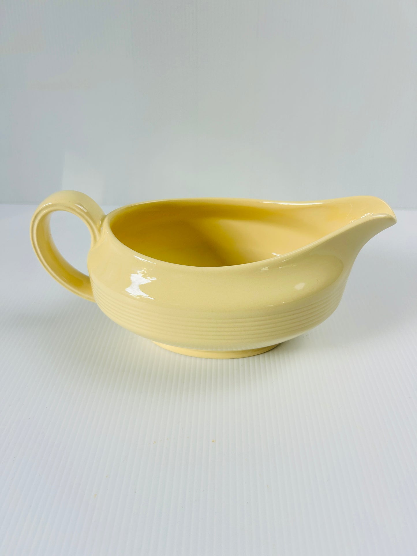 Vintage Wood's Ware Jasmine Gravy Boat, Yellow English Pottery Sauce Jug, Mid Century Tableware