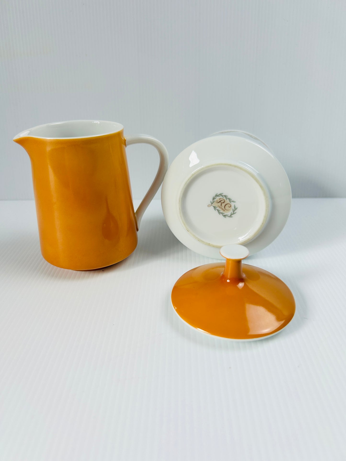 Vintage RC Japan Orange Creamer Jug & Lidded Sugar Bowl Set, Retro Kitchenware, Mid Century Serving Set