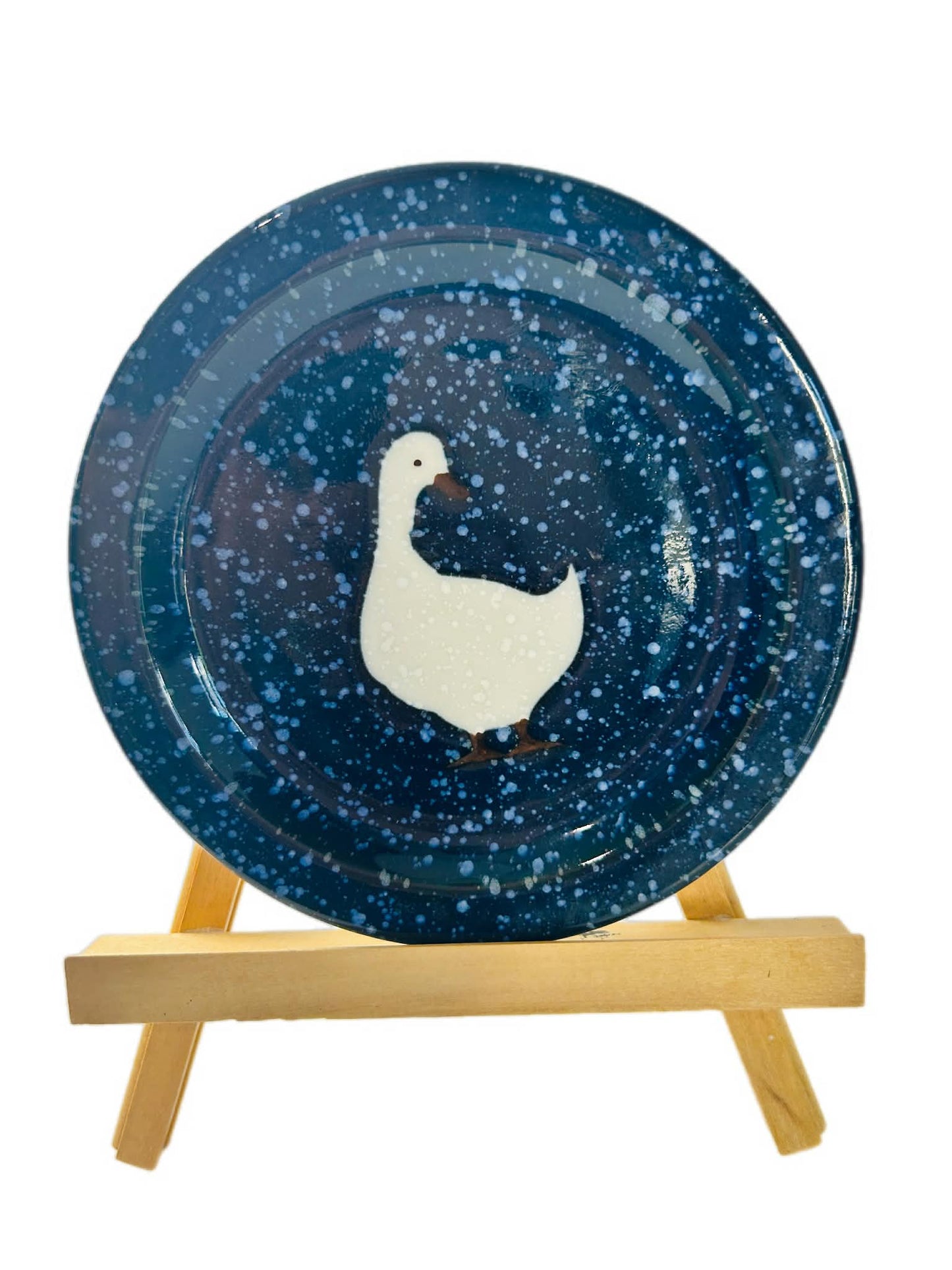 Vintage Otagiri Japan Blue Speckled Duck & Goose Plate 17.5 cm Japanese Stoneware