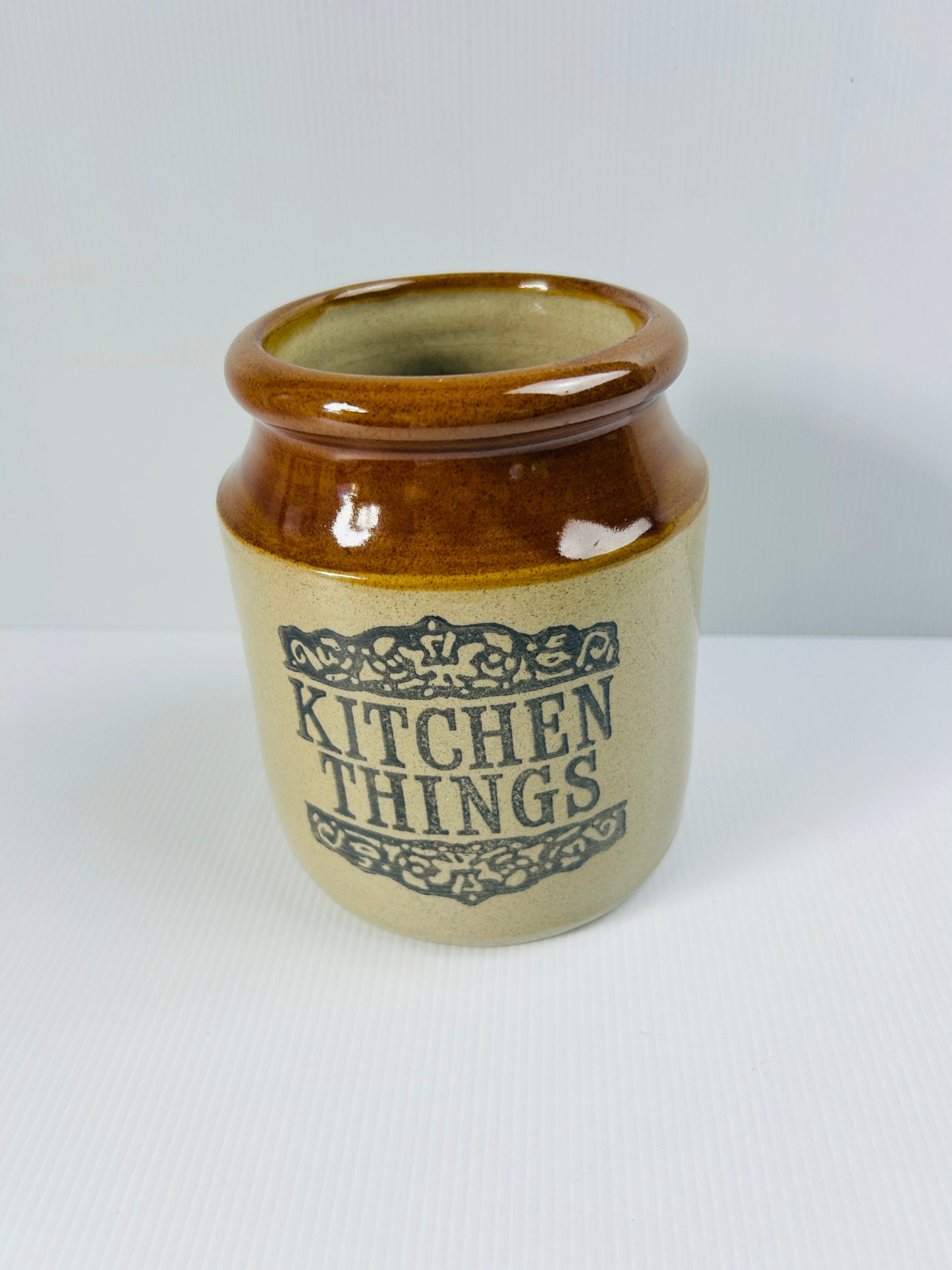 Vintage Moira Stoneware Kitchen Utensil Holder, Handmade in England, Rustic Farmhouse Kitchen Pot