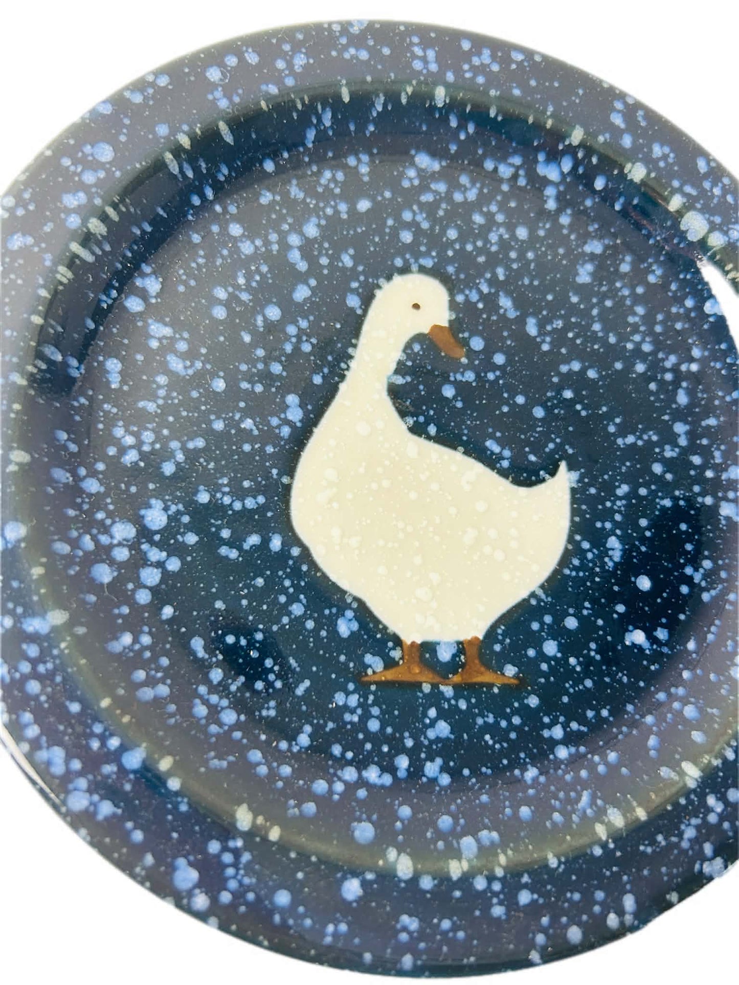 Vintage Otagiri Japan Blue Speckled Duck & Goose Plate 17.5 cm Japanese Stoneware