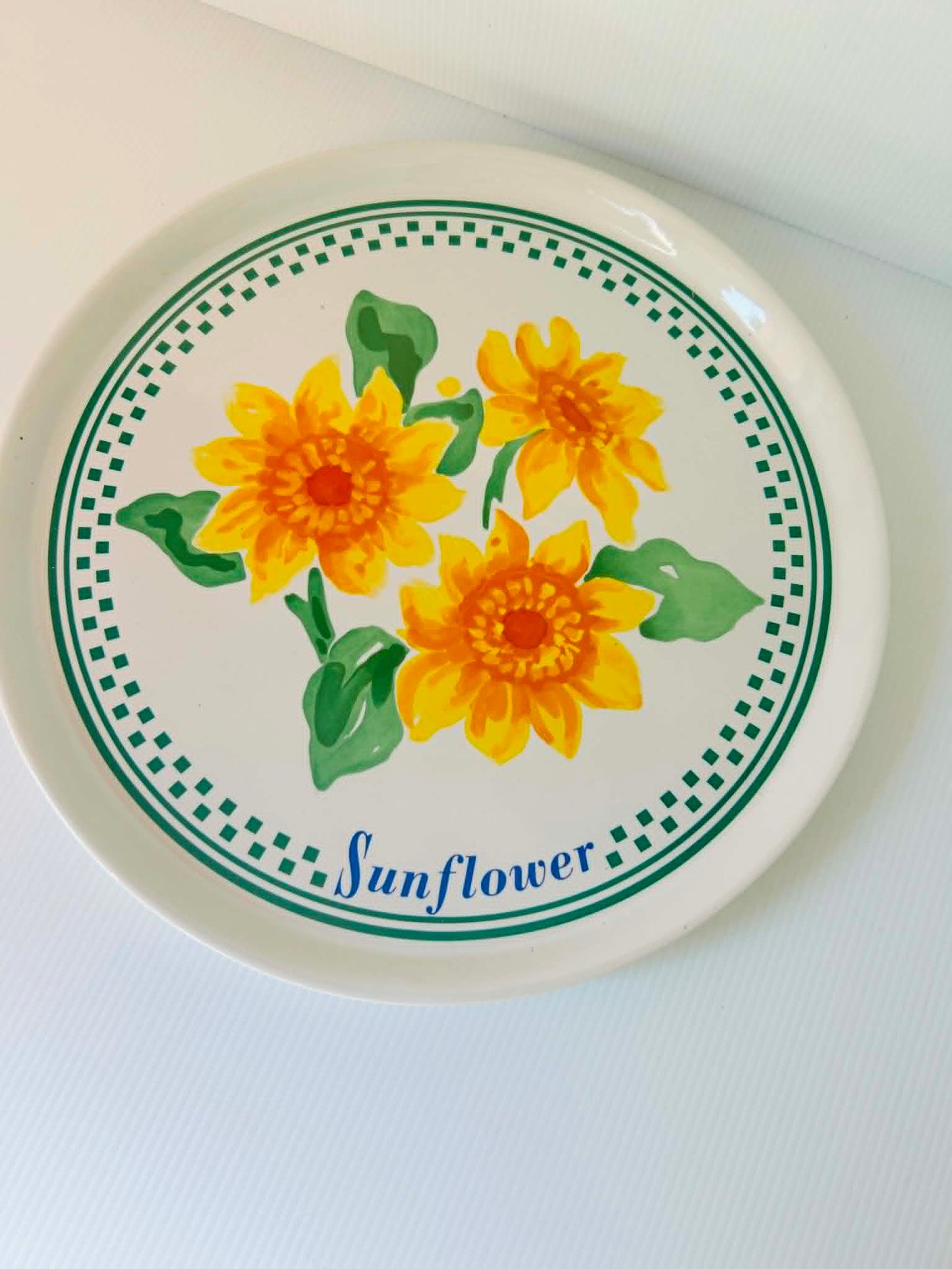 Vintage Riviera Sunflower Cake Plate & Server Set | SHI Japan | Hand Painted Ceramic Serving Plate 27.5cm