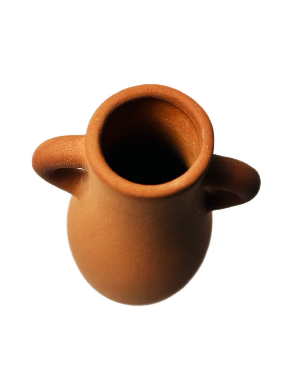 Vintage Terracotta Two Handle Vase, Rustic Amphora Style