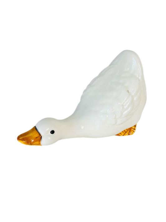 White Ceramic Duck Figurine – Handmade Style Decor