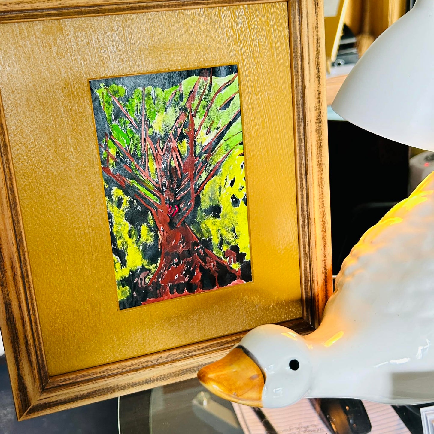 Heart of a Tree Original Acrylic Painting Framed Rustic Art Nature Inspired Wall Decor Sabby Chic Studio and Home