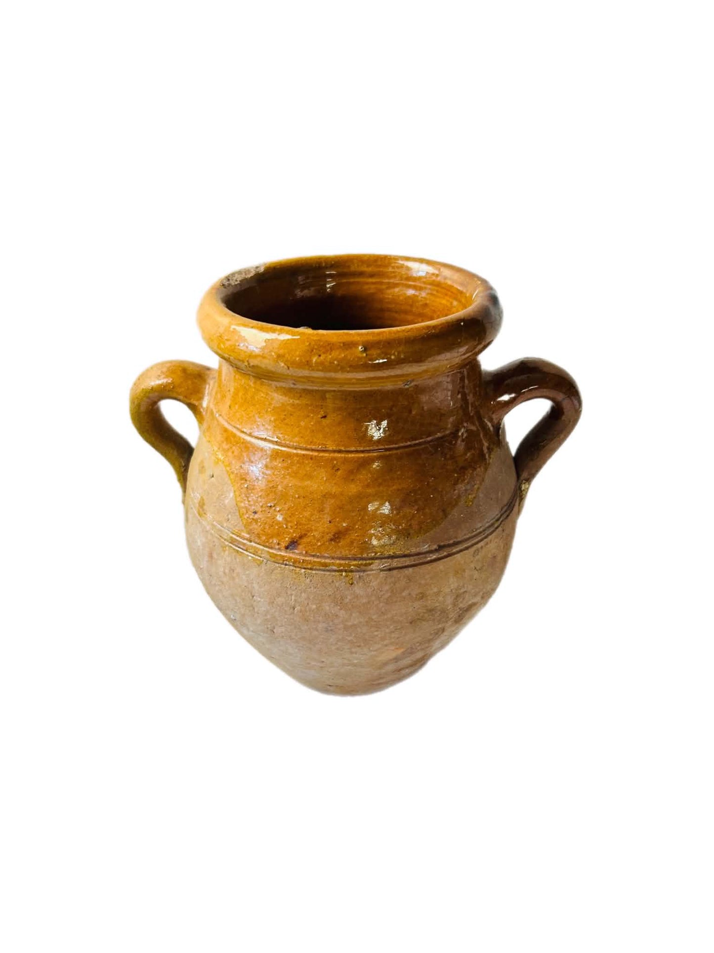 Vintage Rustic Amber Glazed Earthenware Jug Pair Large Decorative Vessels | SABBY CHIC