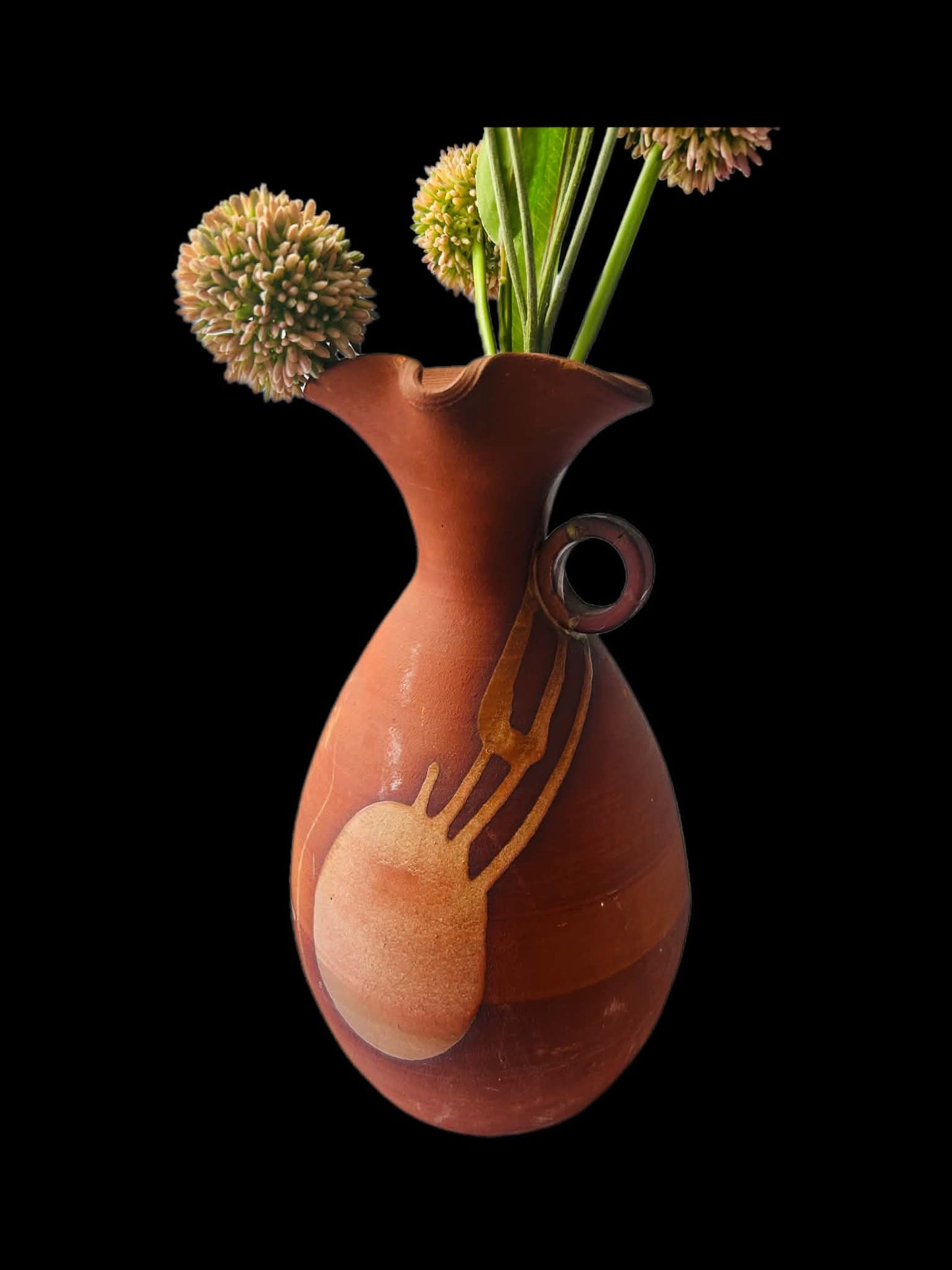 Vintage Noel Blue Australian Studio Pottery Vase with Loop Handle, 35cm