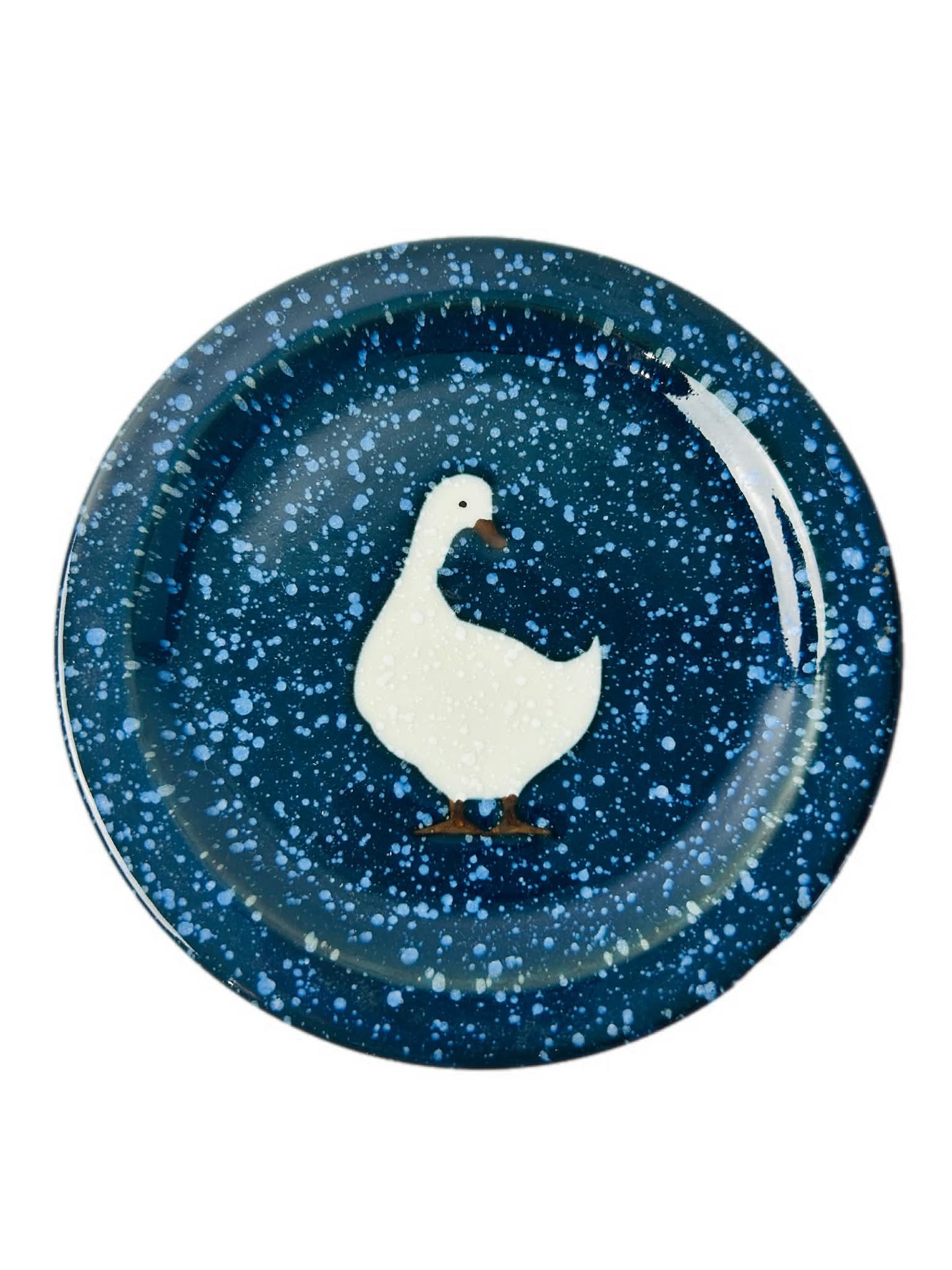 Vintage Otagiri Japan Blue Speckled Duck & Goose Plate 17.5 cm Japanese Stoneware