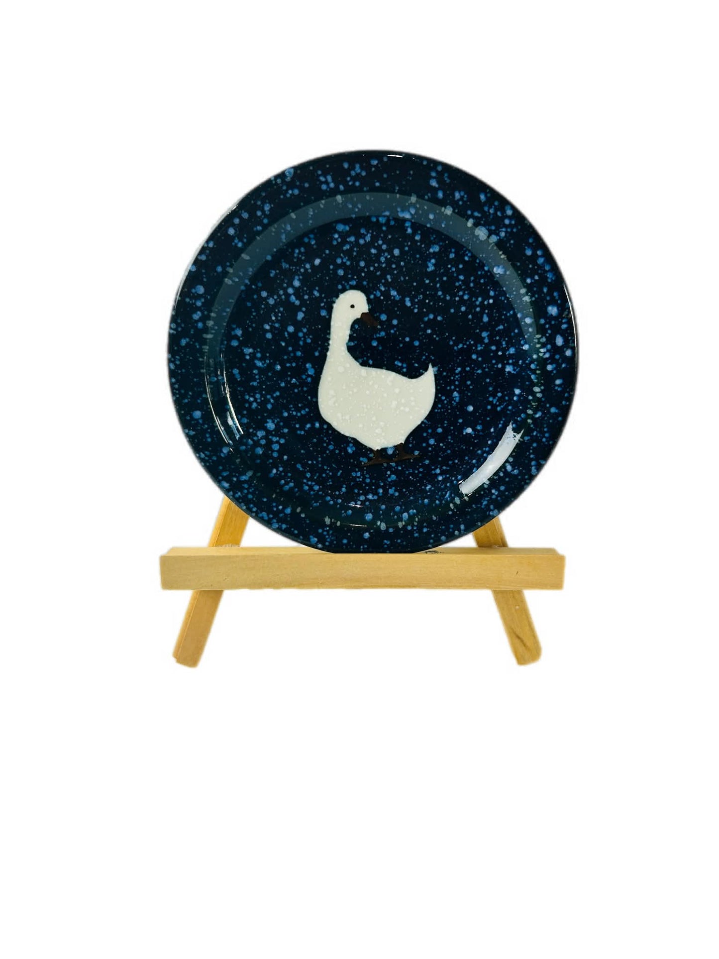 Vintage Otagiri Japan Blue Speckled Duck & Goose Plate 17.5 cm Japanese Stoneware