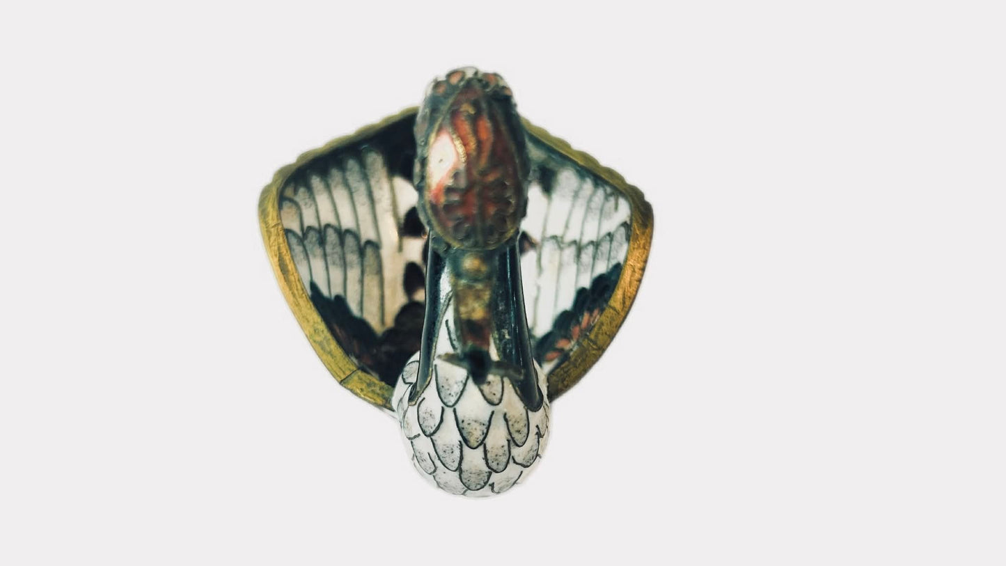 Vintage Chinese Cloisonné Swan Figurine – Bronze Brass Metal – c.1950s–60s