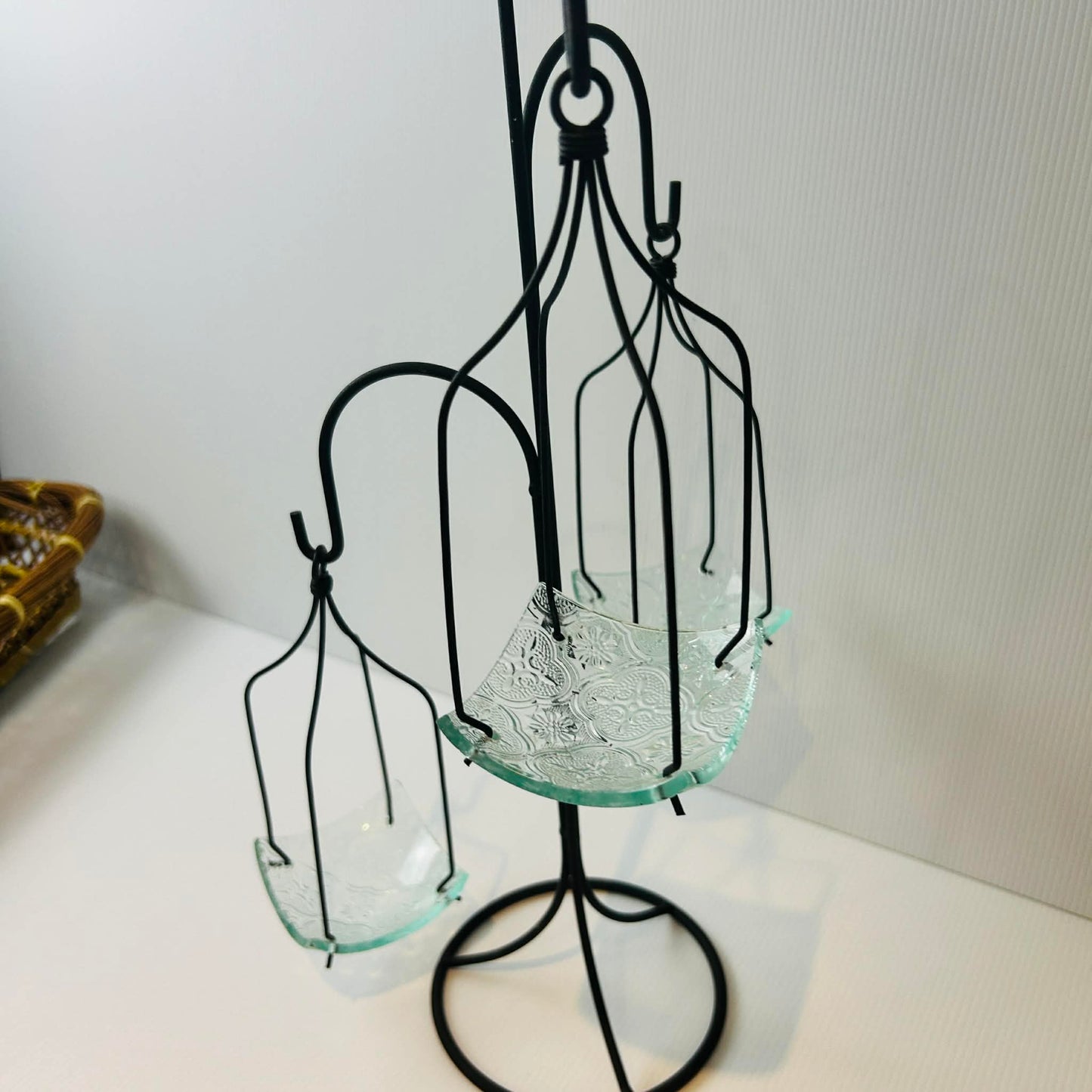 Elegant Wrought Iron 3-Tier Hanging Votive Candle Holder Stand