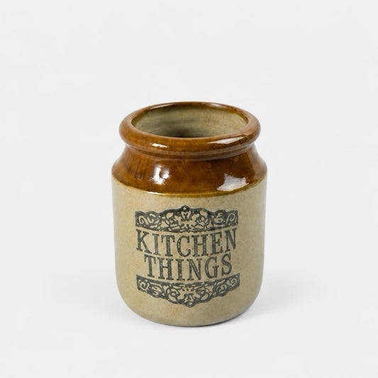 Vintage Moira Stoneware Kitchen Utensil Holder, Handmade in England, Rustic Farmhouse Kitchen Pot