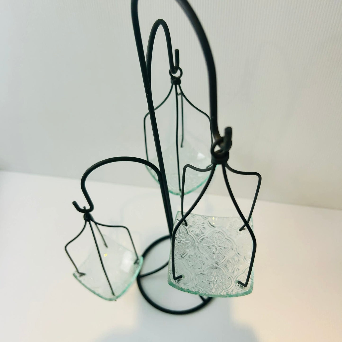 Elegant Wrought Iron 3-Tier Hanging Votive Candle Holder Stand