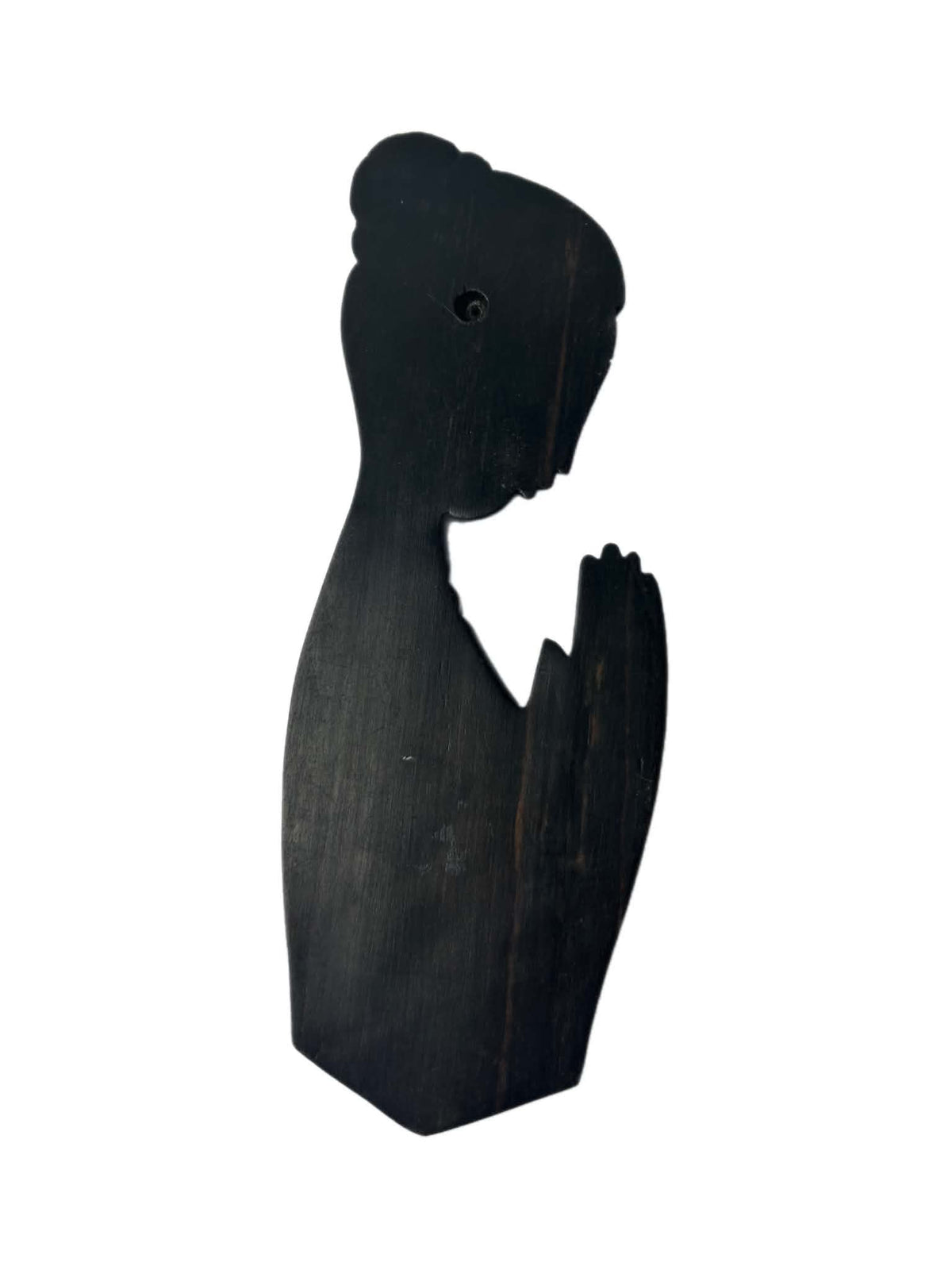 Vintage 1960s Balinese Praying Woman Carved Wood Wall Sculpture, Indonesian Art