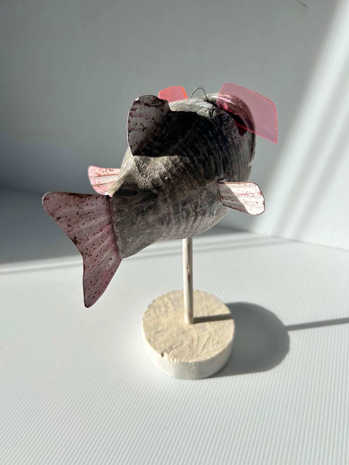 Upcycled Wooden Fish Sculpture Rose Coloured Glasses Coastal Decor | SABBY CHIC