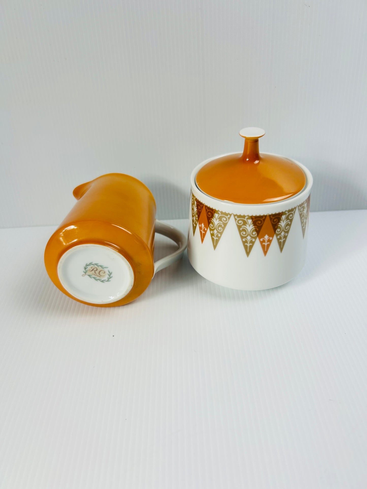 Vintage RC Japan Orange Creamer Jug & Lidded Sugar Bowl Set, Retro Kitchenware, Mid Century Serving Set