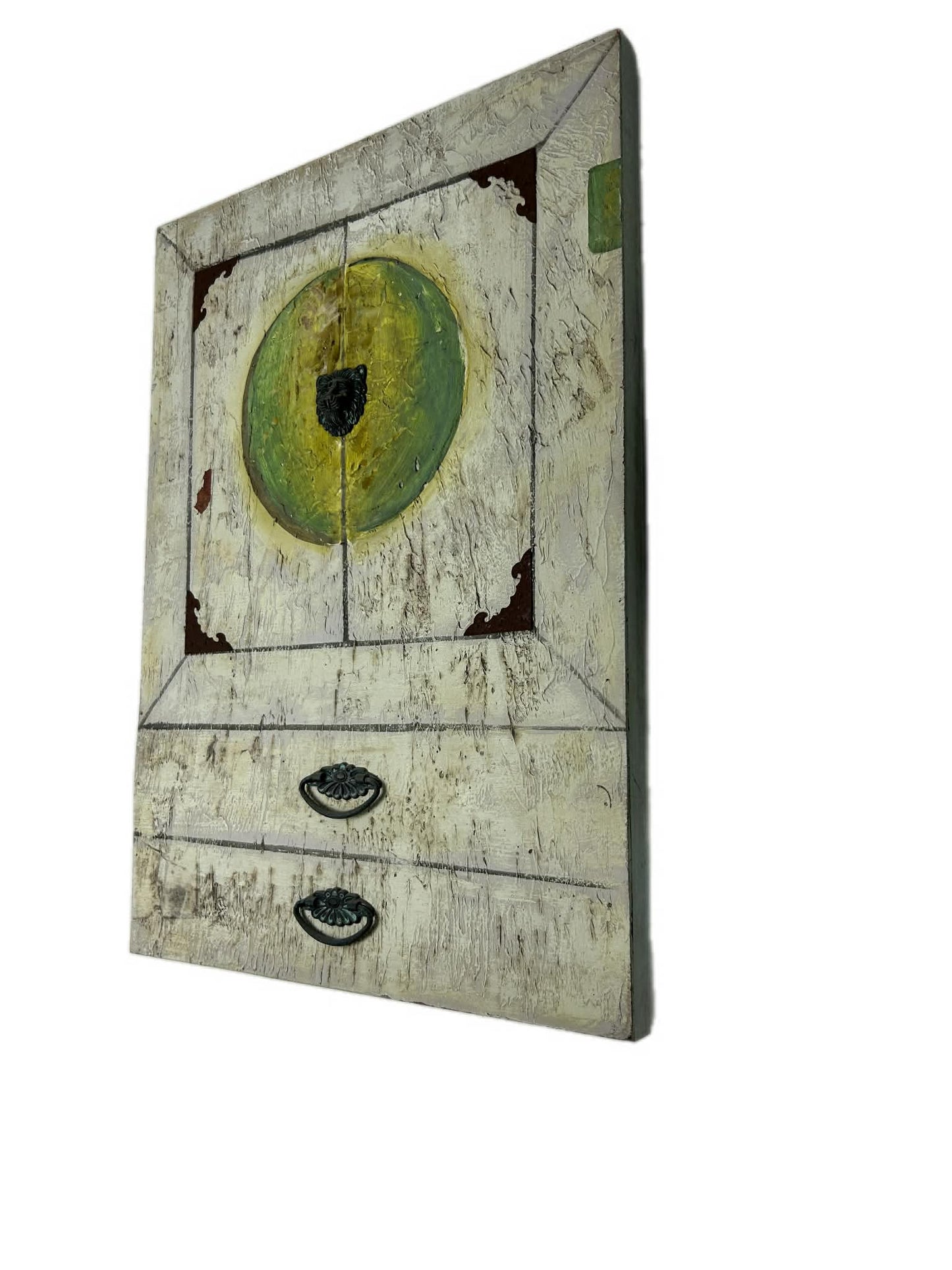 Rustic Lion Head Mixed Media Wall Art Canvas 50 x 70 cm Industrial Farmhouse Statement Piece