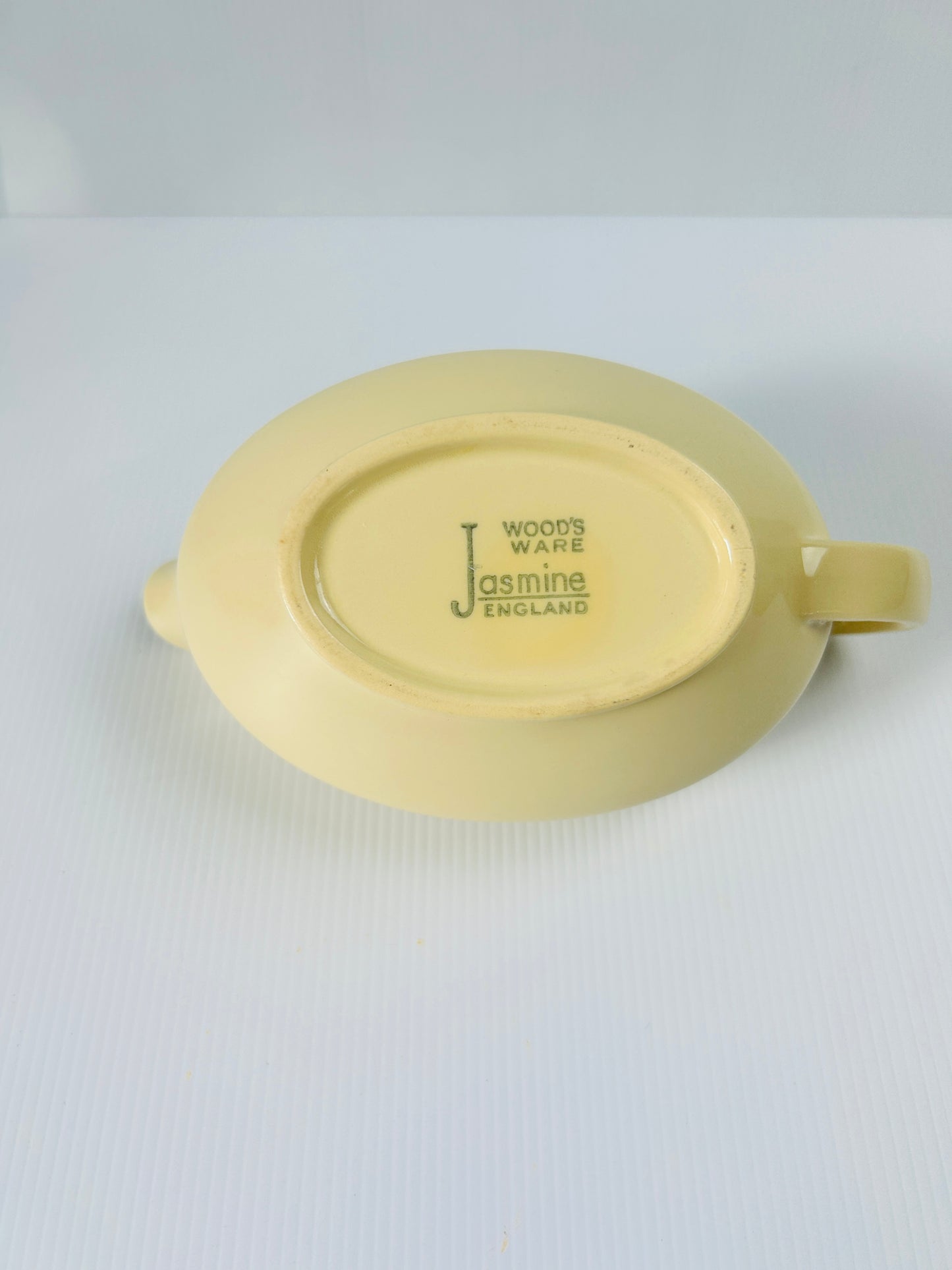 Vintage Wood's Ware Jasmine Gravy Boat, Yellow English Pottery Sauce Jug, Mid Century Tableware