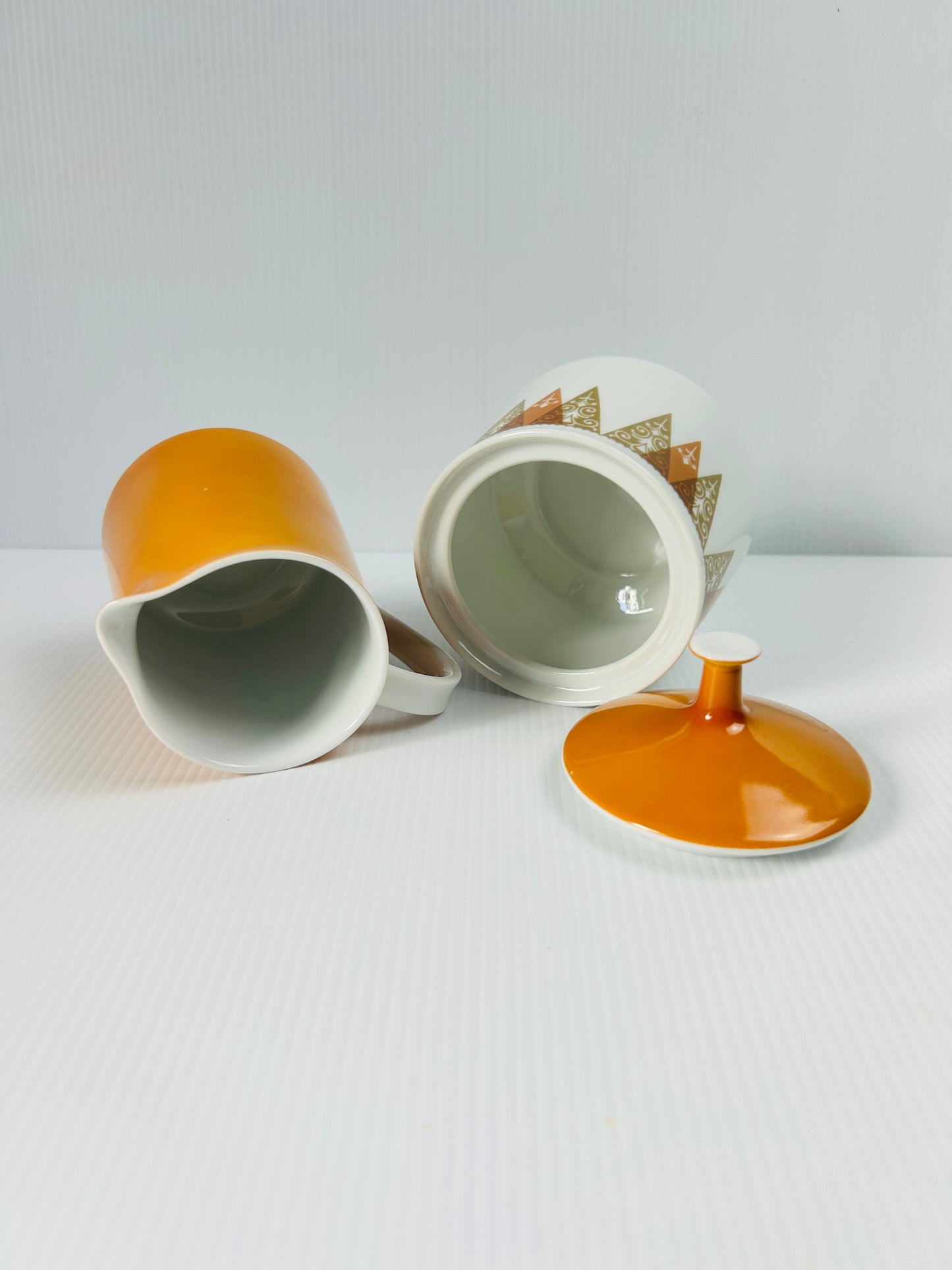 Vintage RC Japan Orange Creamer Jug & Lidded Sugar Bowl Set, Retro Kitchenware, Mid Century Serving Set