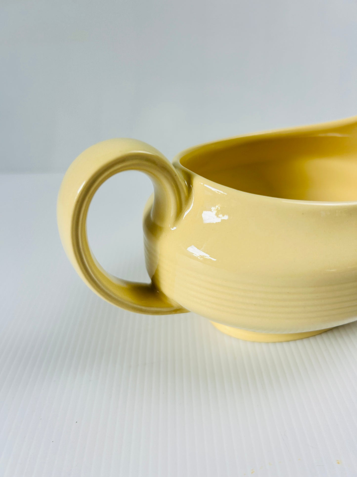 Vintage Wood's Ware Jasmine Gravy Boat, Yellow English Pottery Sauce Jug, Mid Century Tableware