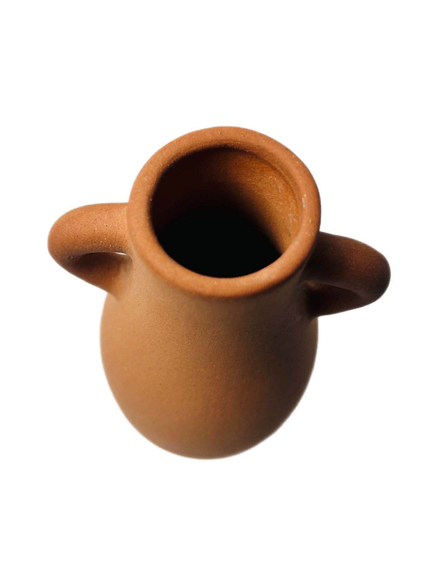 Vintage Terracotta Two Handle Vase, Rustic Amphora Style