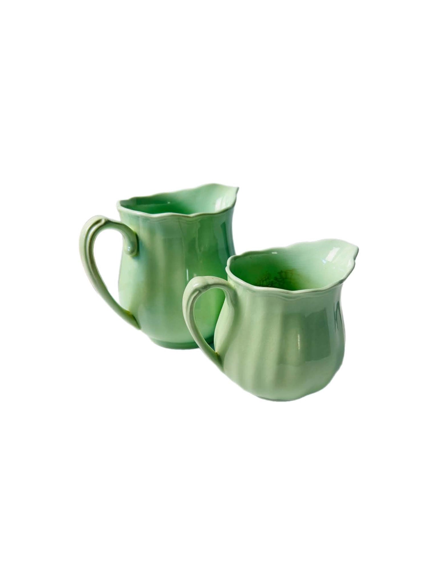 Vintage J&G Meakin Glamour Sol Jade Milk Jug Pair 17cm & 14cm | SABBY CHIC