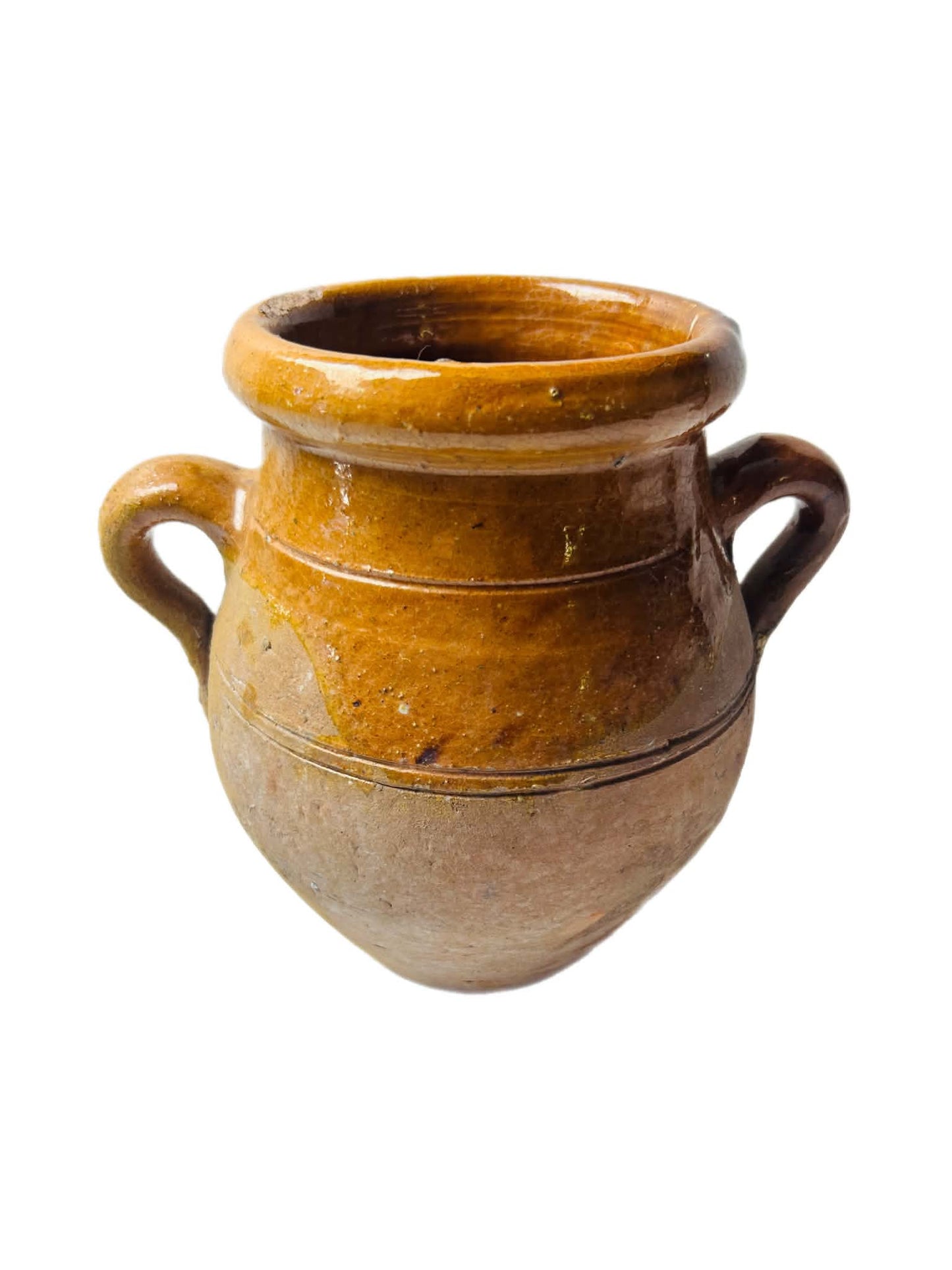 Vintage Rustic Amber Glazed Earthenware Jug Pair Large Decorative Vessels | SABBY CHIC