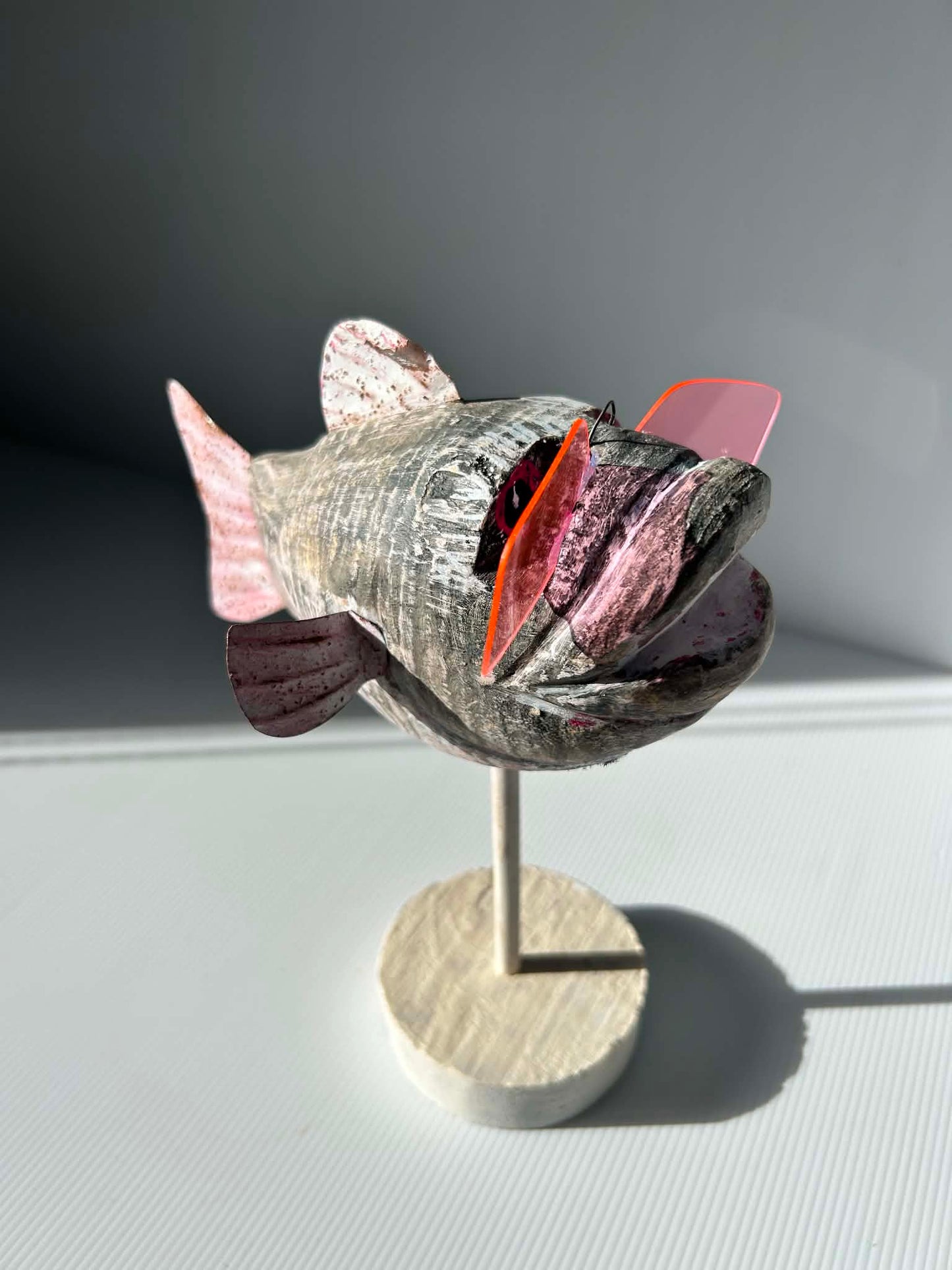 Upcycled Wooden Fish Sculpture Rose Coloured Glasses Coastal Decor | SABBY CHIC