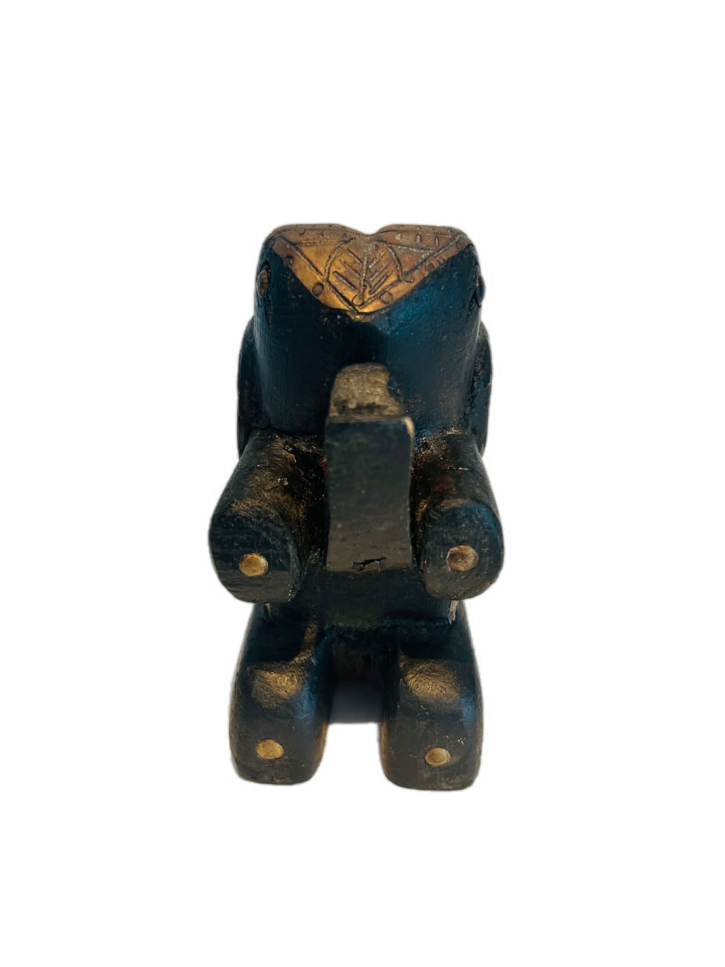 Carved Wooden Elephant Door Stop, Hand-Painted Wedge Style Decor