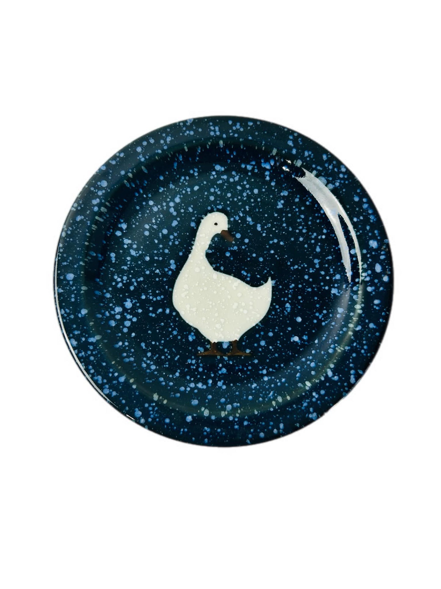 Vintage Otagiri Japan Blue Speckled Duck & Goose Plate 17.5 cm Japanese Stoneware