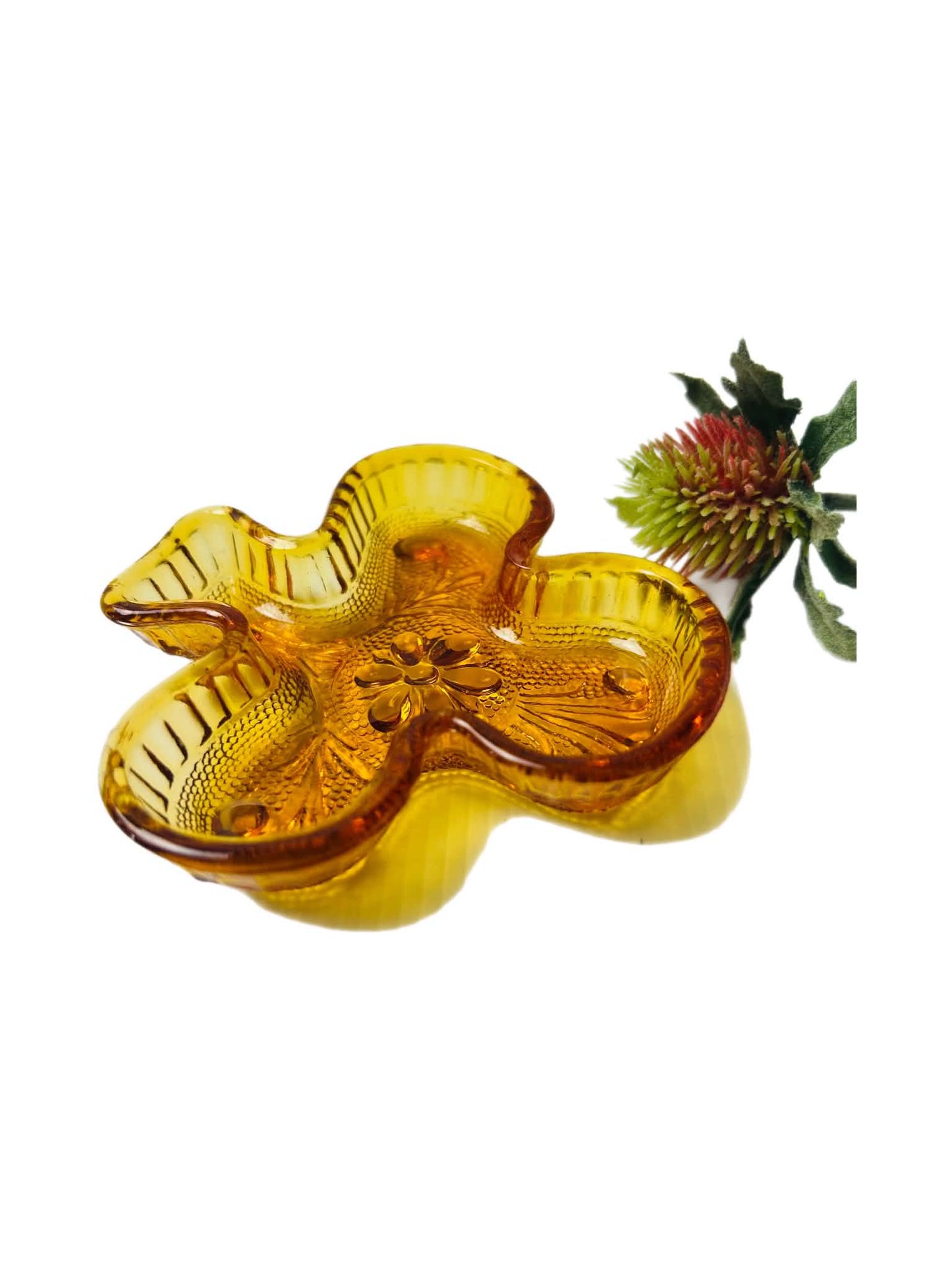 Vintage Tiara Amber Sandwich Glass Club Snack Dish 1970s | SABBY CHIC