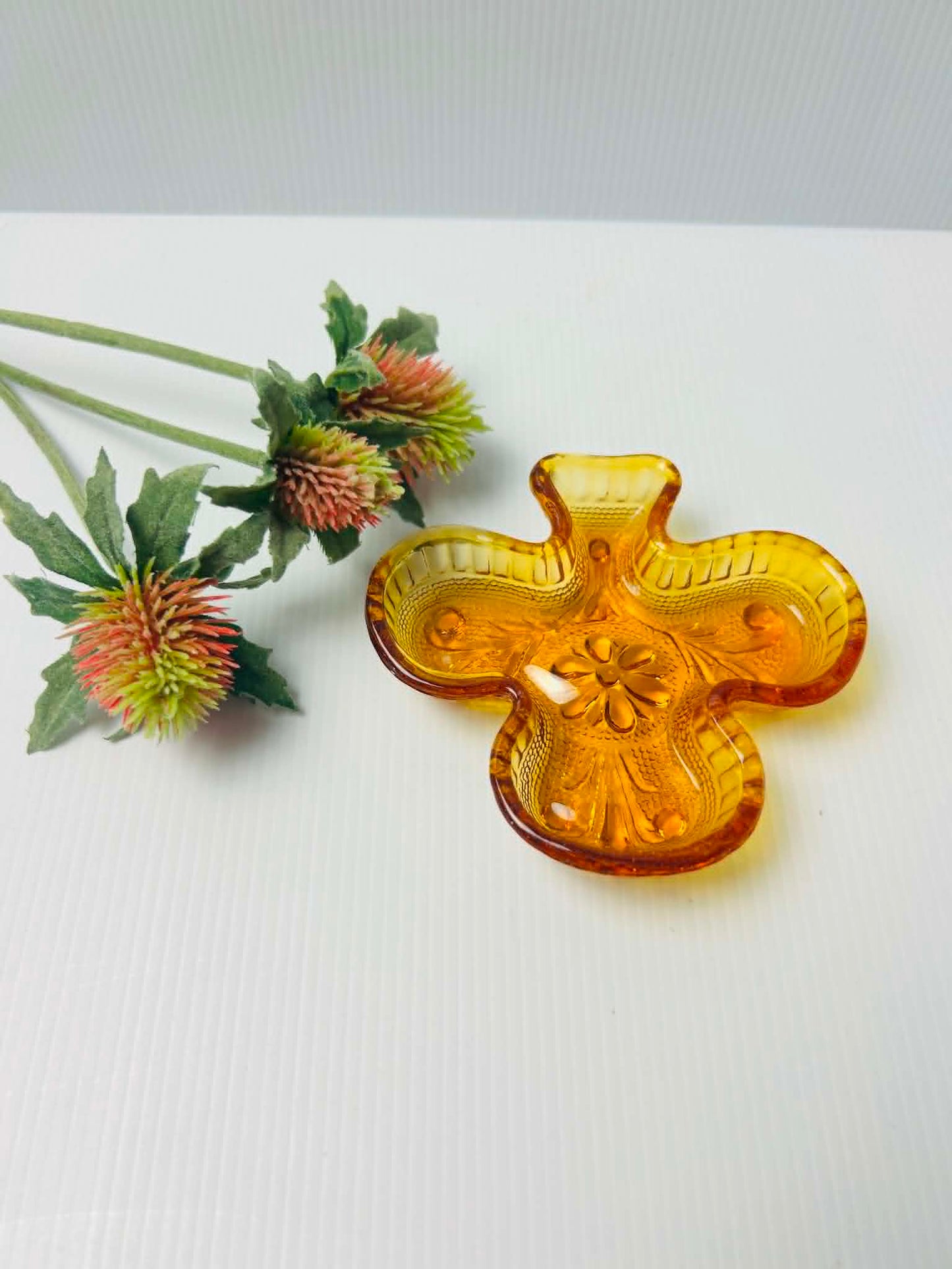 Vintage Tiara Amber Sandwich Glass Club Snack Dish 1970s | SABBY CHIC