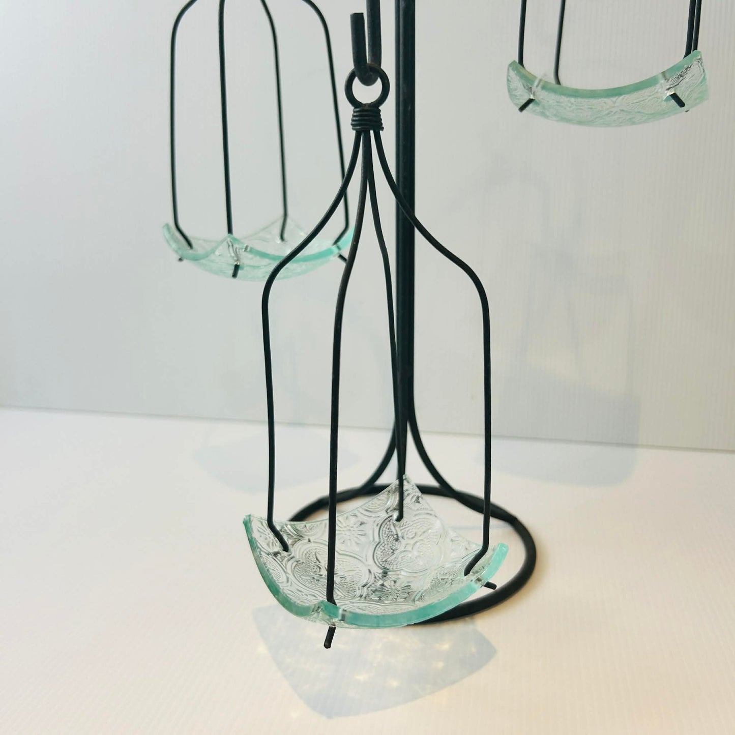Elegant Wrought Iron 3-Tier Hanging Votive Candle Holder Stand