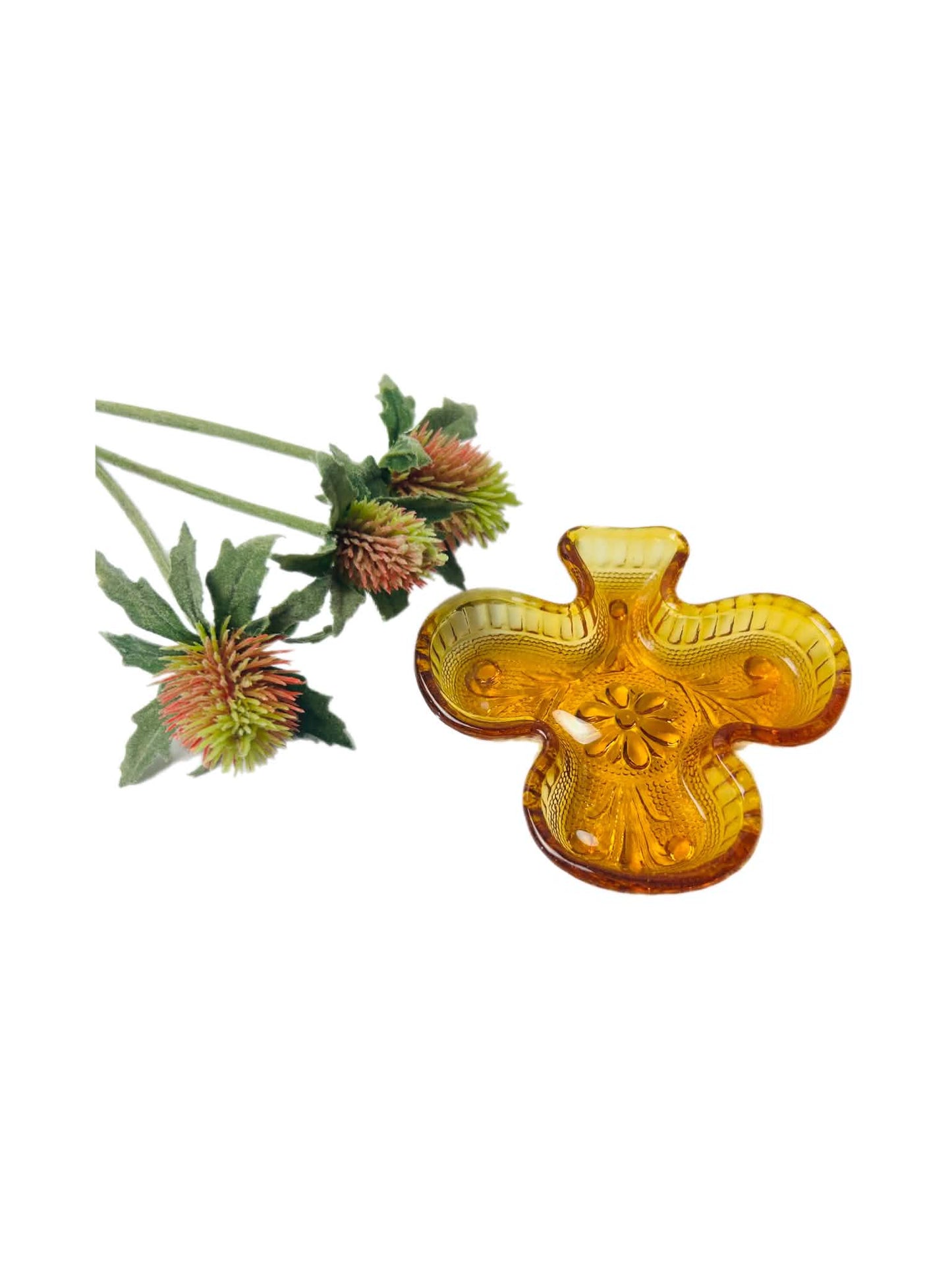 Vintage Tiara Amber Sandwich Glass Club Snack Dish 1970s | SABBY CHIC