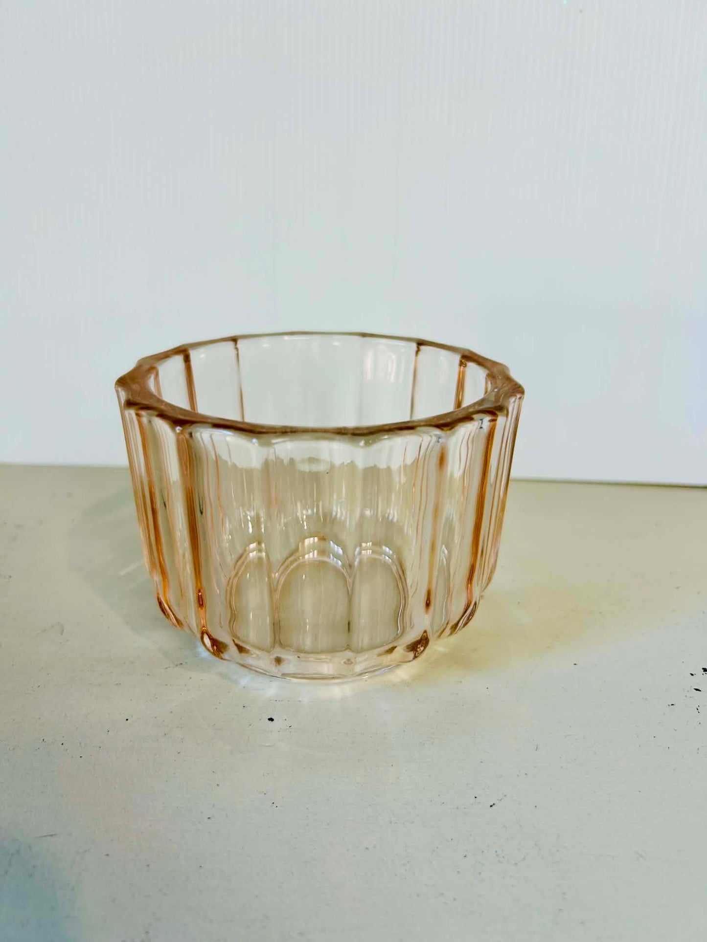 Pink Pressed Glass Bowl – Scalloped Depression Style