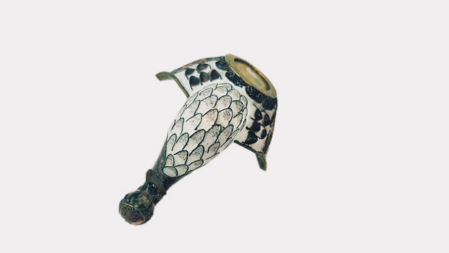 Vintage Chinese Cloisonné Swan Figurine – Bronze Brass Metal – c.1950s–60s