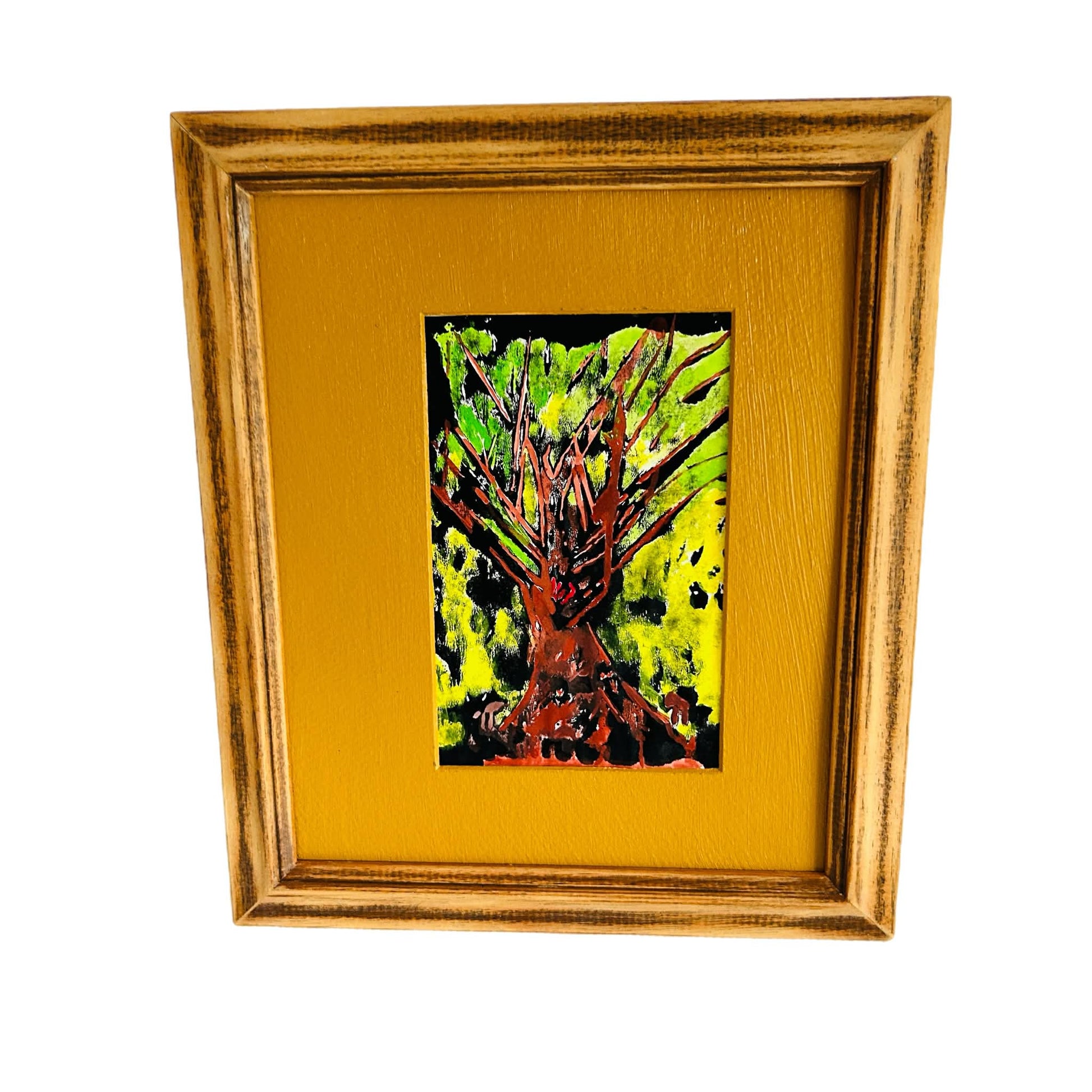 Tree  Painting: Original Acrylic  in Upcycled Wooden Frame