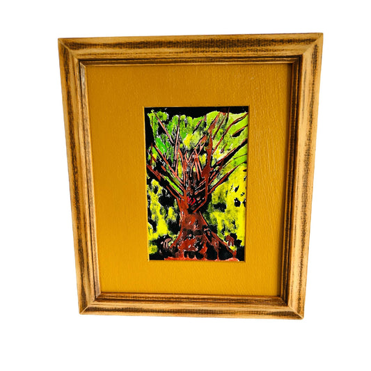 Tree  Painting: Original Acrylic  in Upcycled Wooden Frame