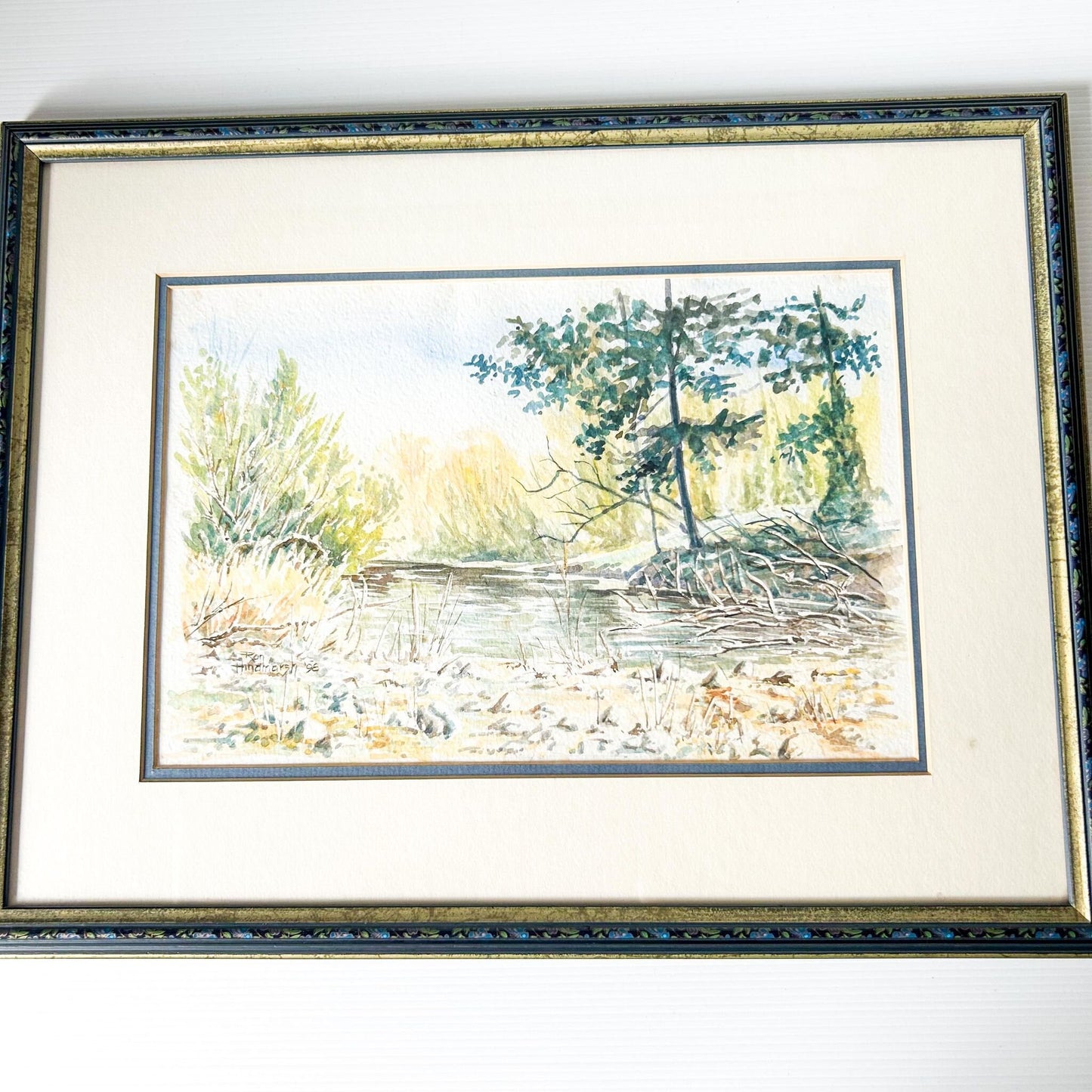 Framed Australian Landscape Watercolour Painting by Ron Hindmarsh