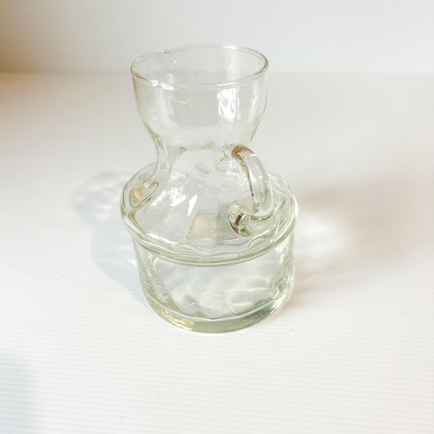 Vintage Clear Glass Creamer and Sugar Bowl Set: Swirl Pattern