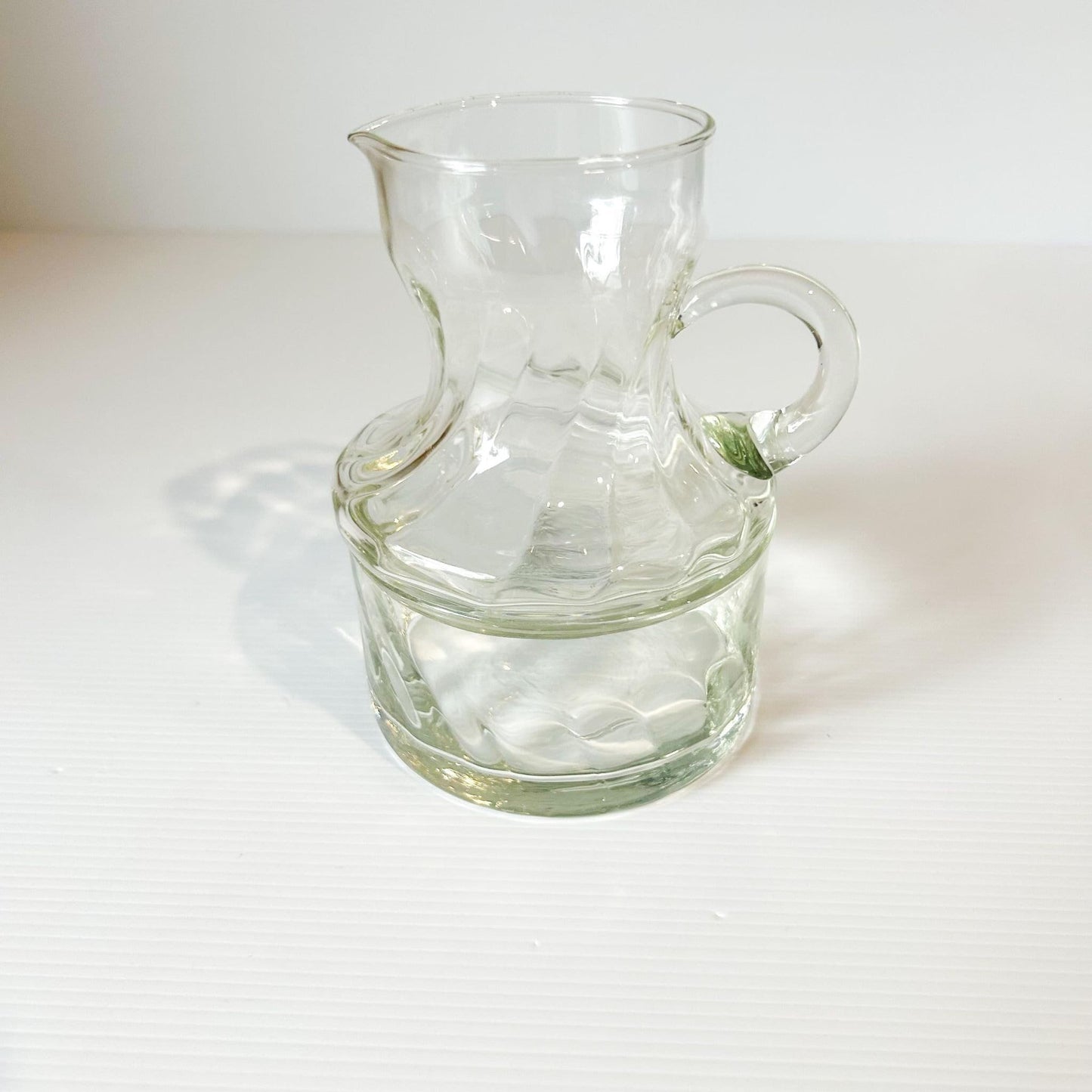 Vintage Clear Glass Creamer and Sugar Bowl Set: Swirl Pattern